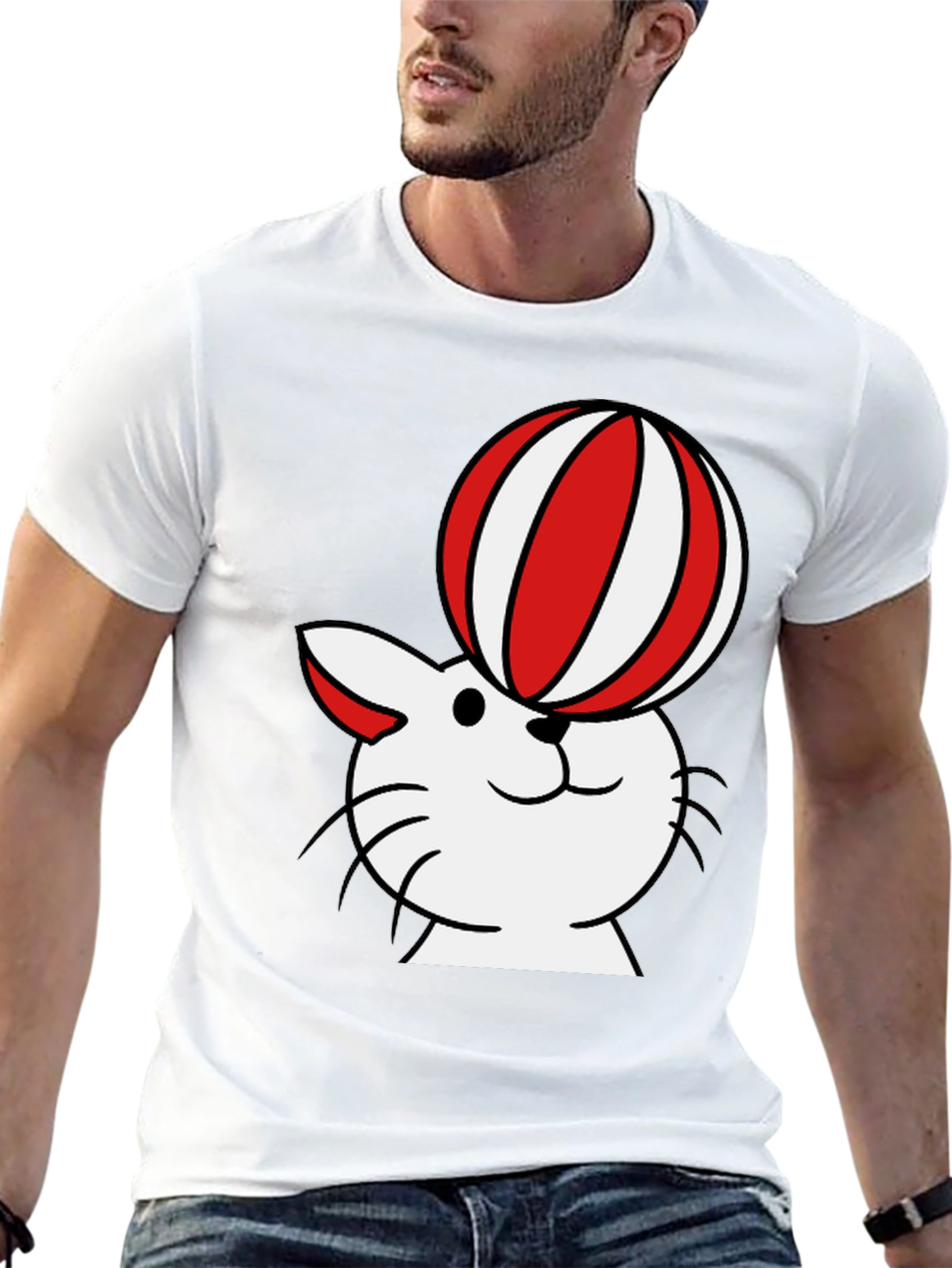 Cat with Ball T-Shirt - Whimsical Design