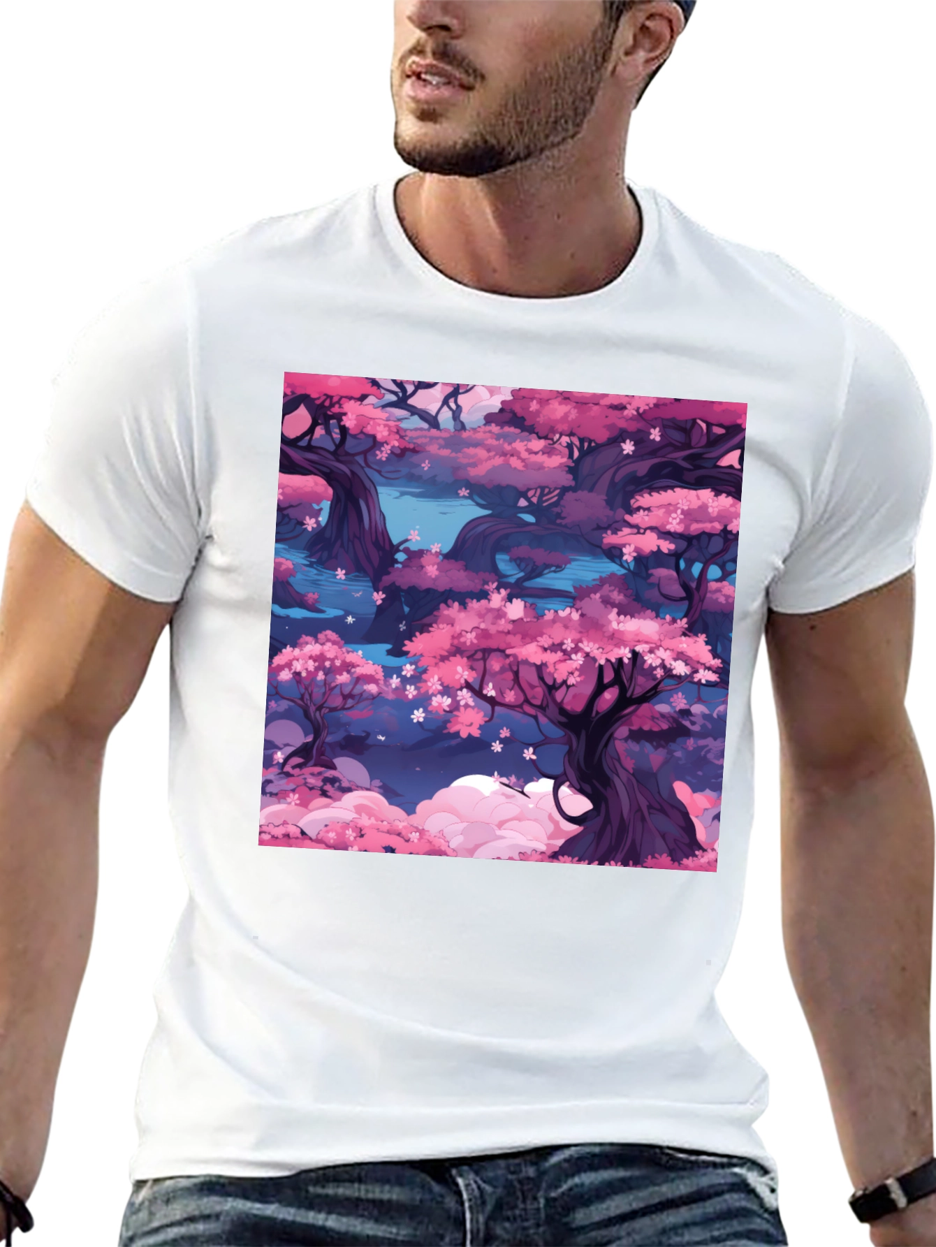 Sakura Blossom T-Shirt: Artistic Floral Design