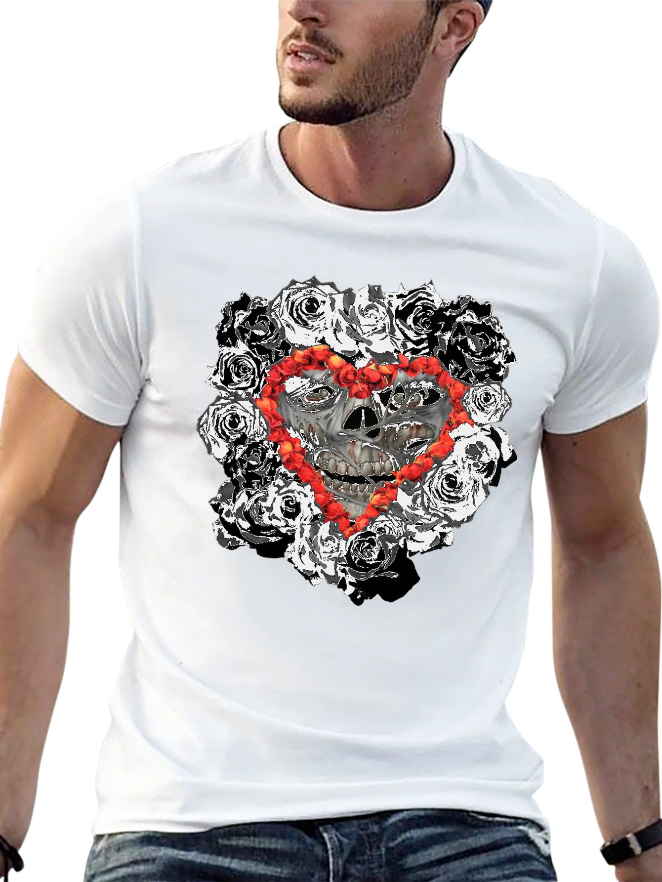 Skull & Roses Heart T-Shirt