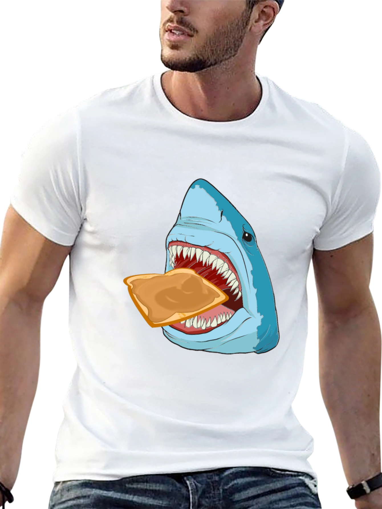 Shark Eating Toast Graphic Tee