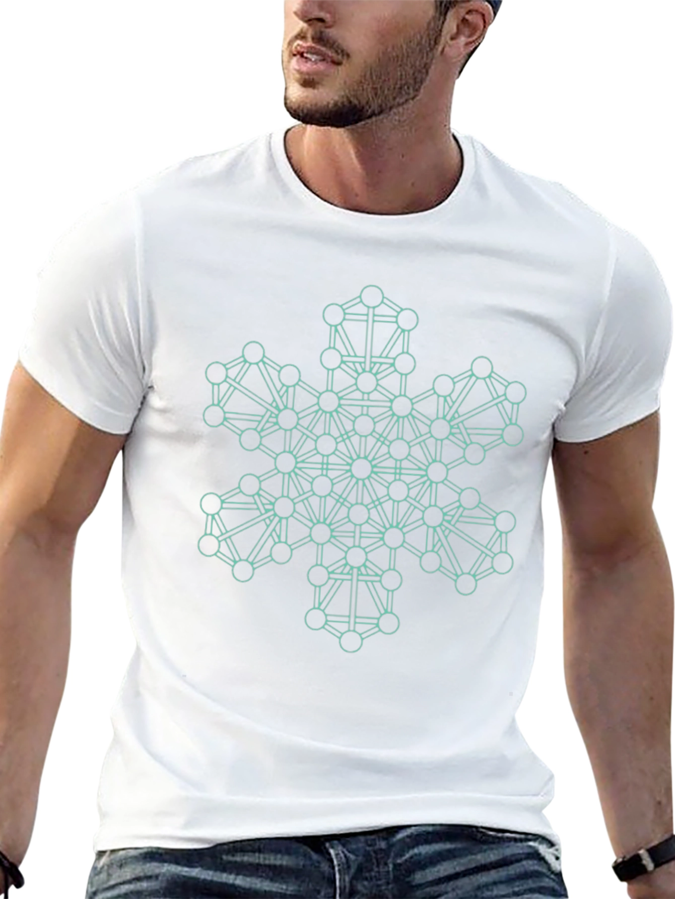 Geometric Snowflake Graphic Tee - Stylish Black T-Shirt