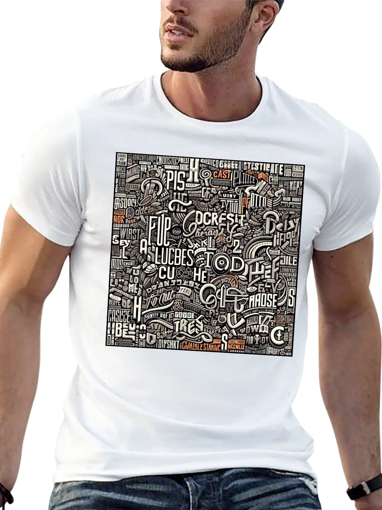 Abstract Typography Graphic Print T-Shirt