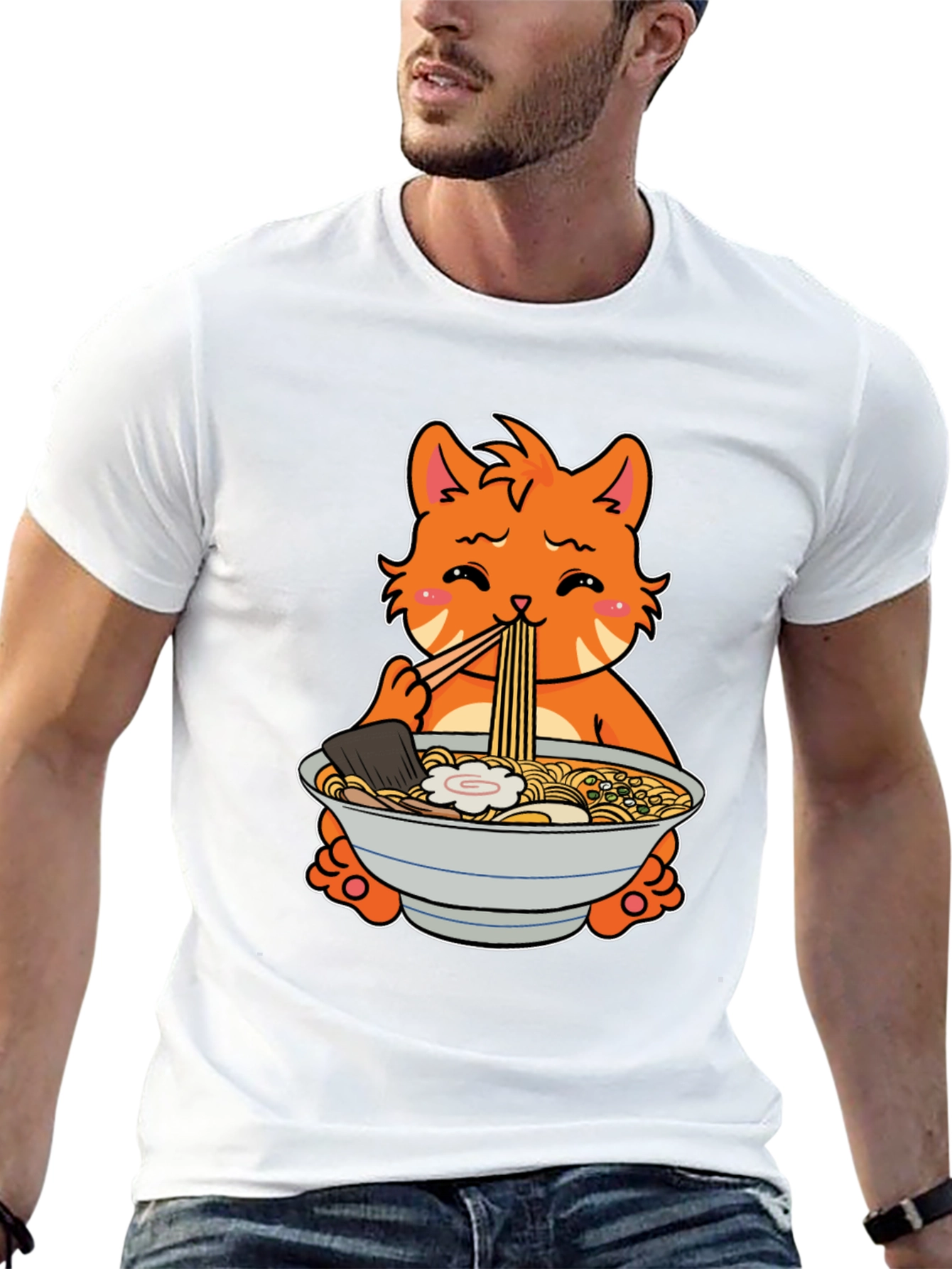 Ramen Cat T-Shirt - Cute Anime Style