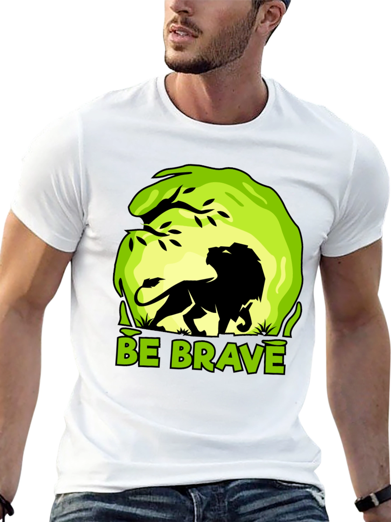 Be Brave Lion Graphic Tee - Mens Black T-Shirt