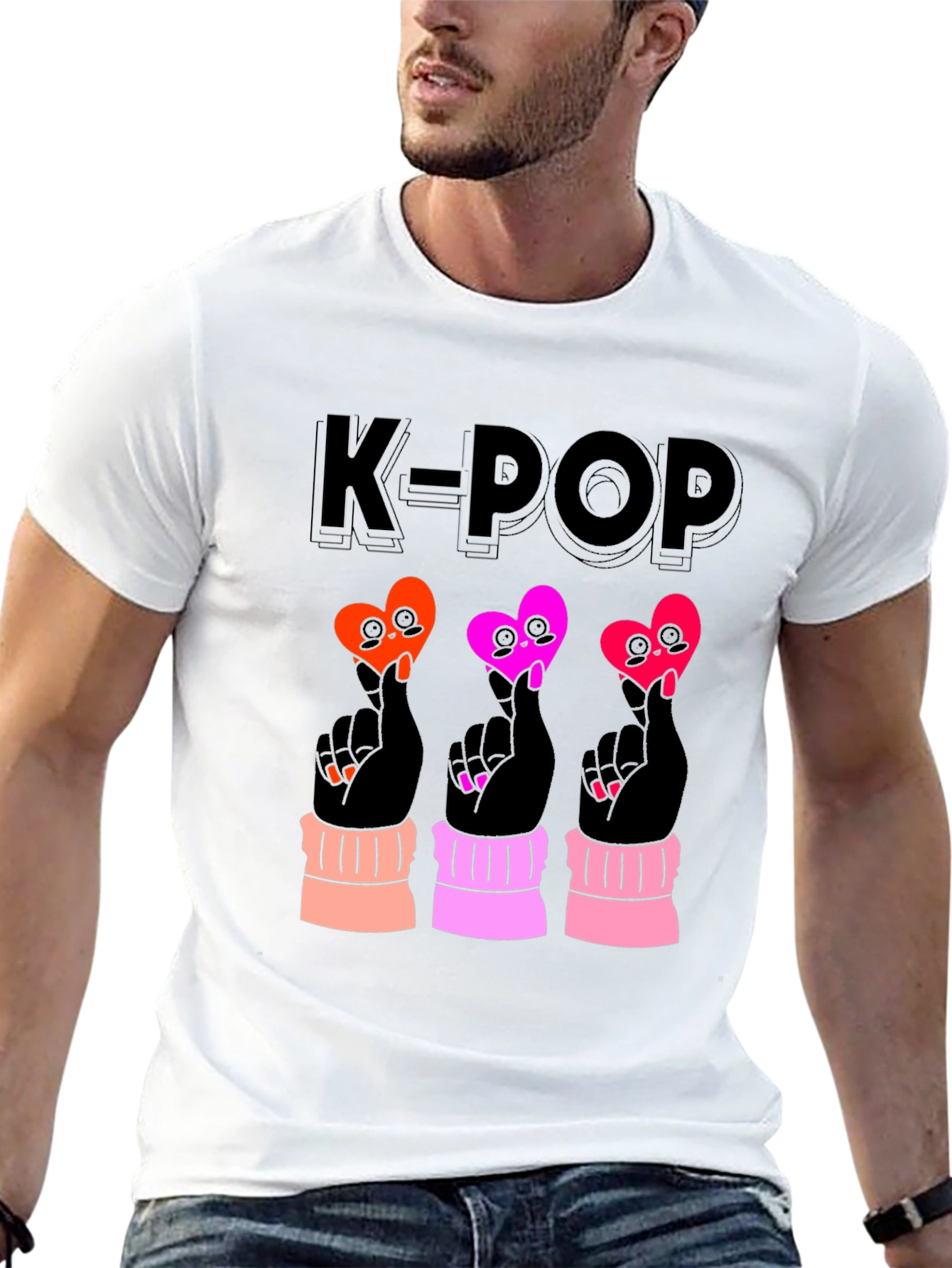 K-Pop Heart Sign Black T-Shirt