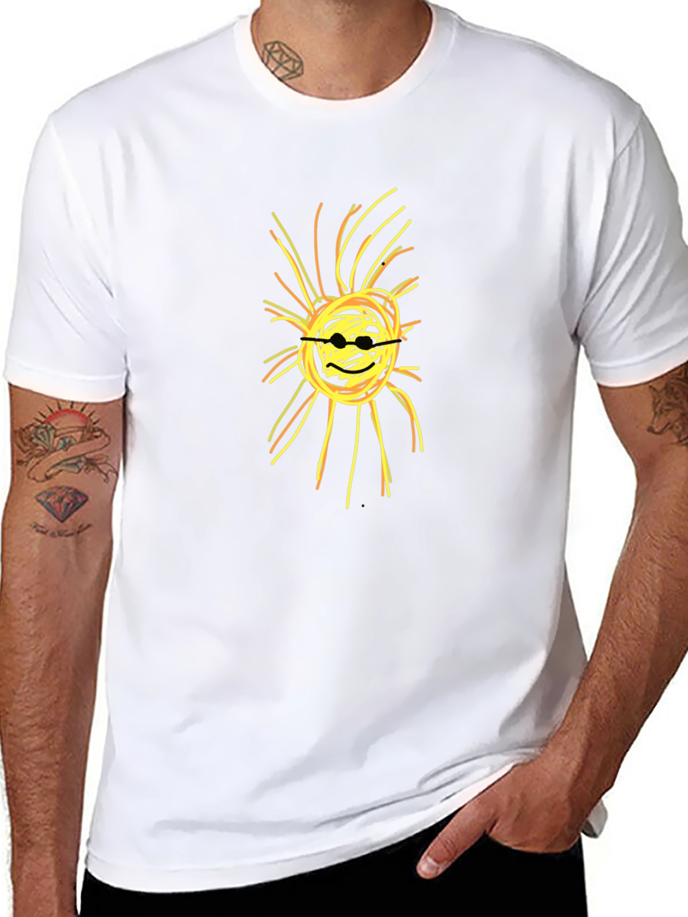 Abstract Sun Graphic Black T-Shirt