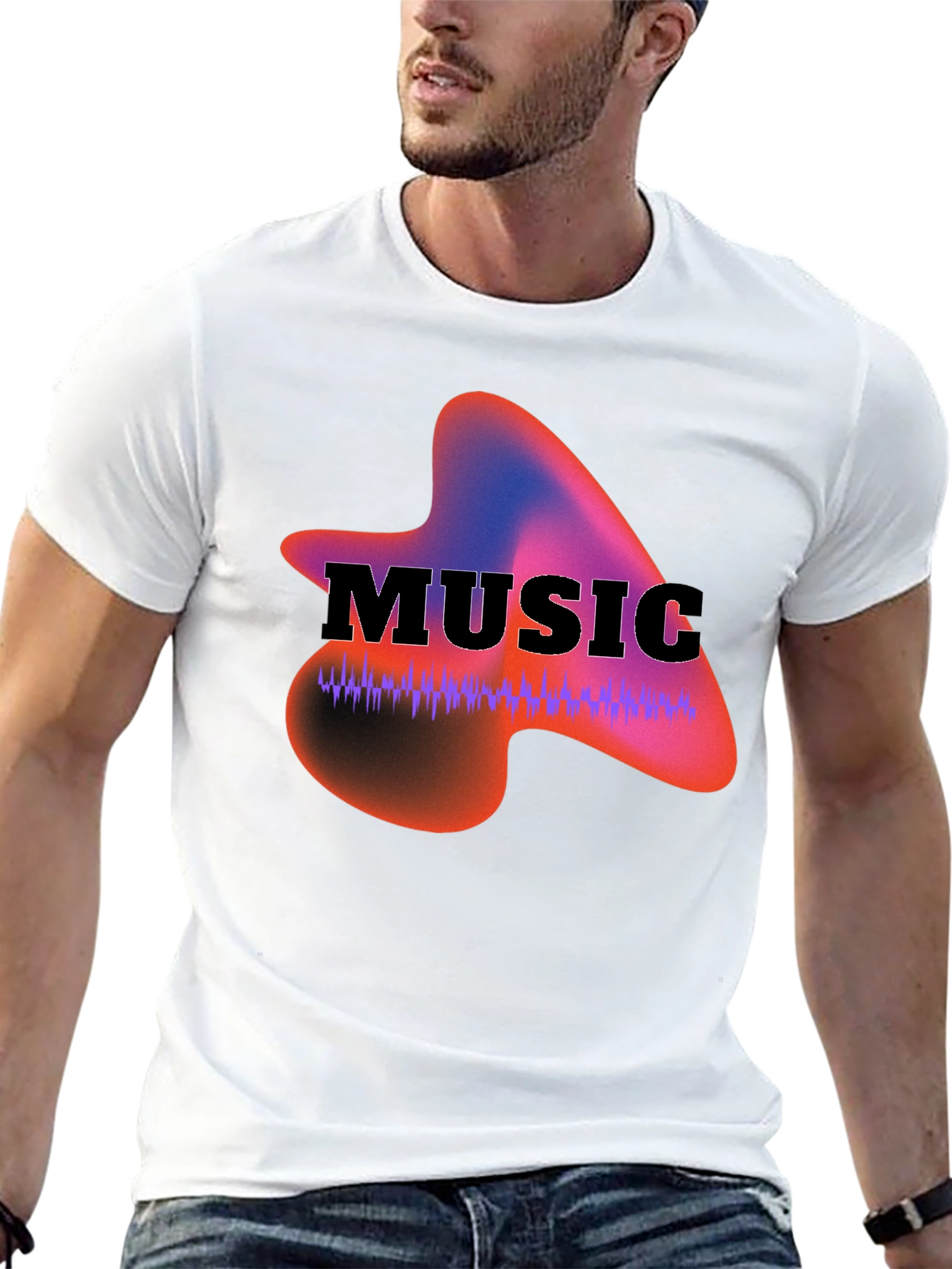 Music Waveform Graphic Black T-Shirt