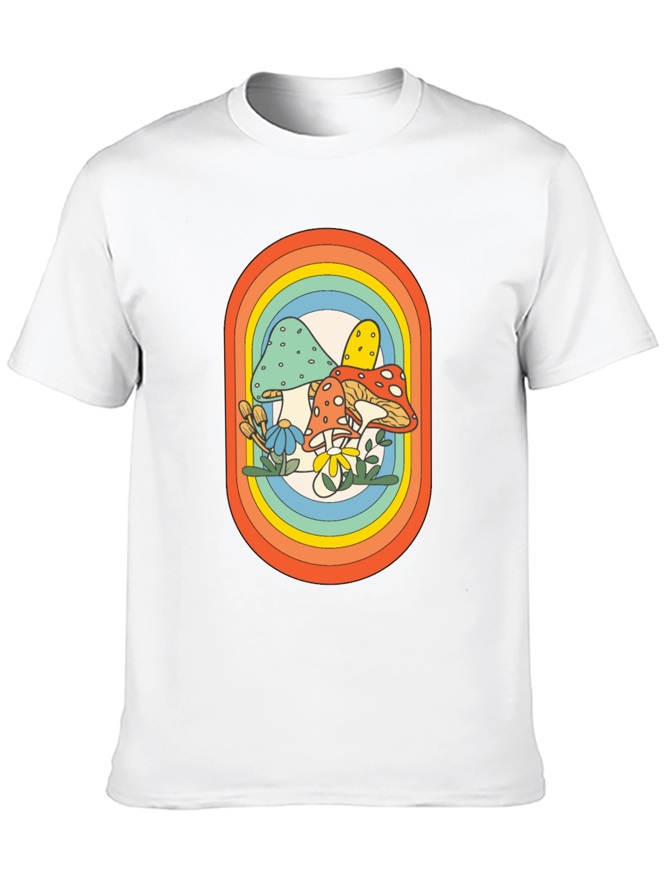 Retro Mushroom Rainbow Graphic Tee