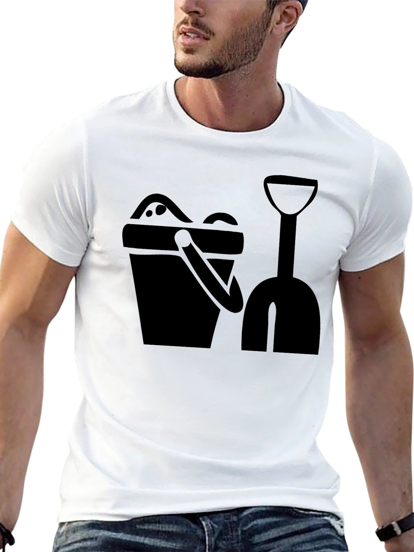 Beach Bucket & Shovel Black Graphic Tee