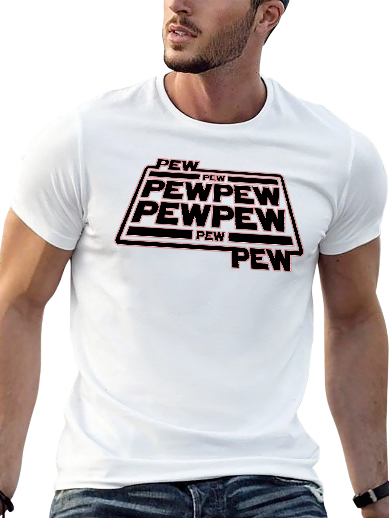 Pew Pew Funny Graphic Tee - Black