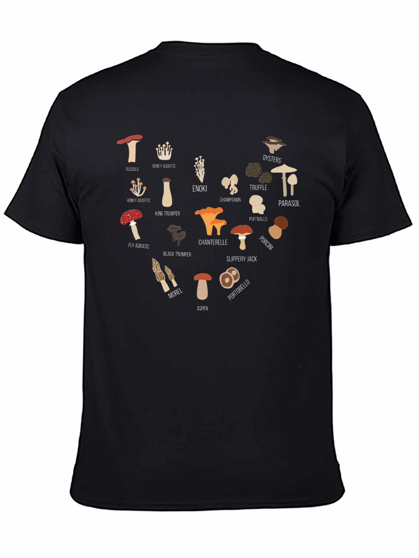 Mushroom Species Graphic Print T-Shirt