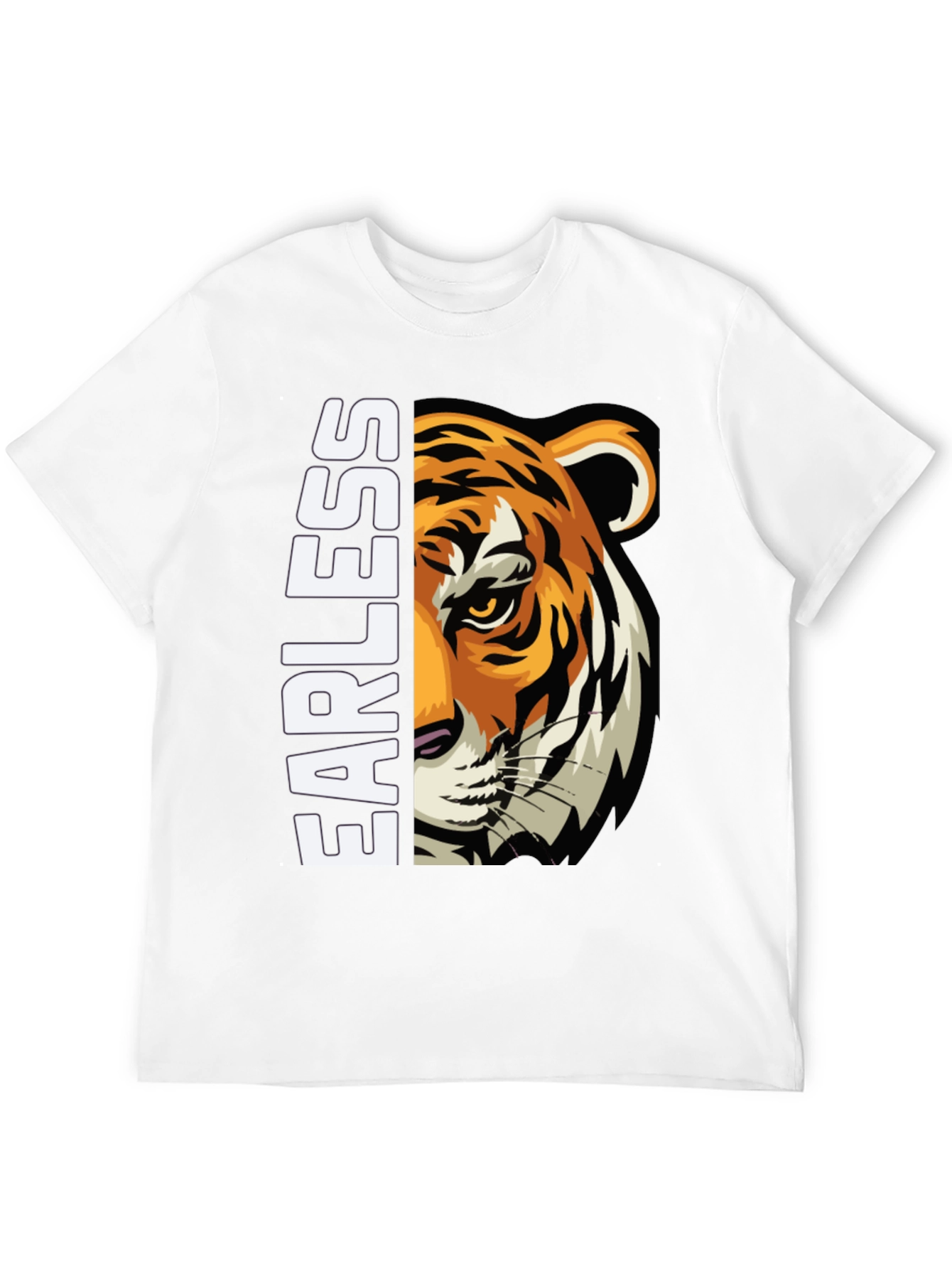 Fearless Tiger Graphic Print Black T-Shirt