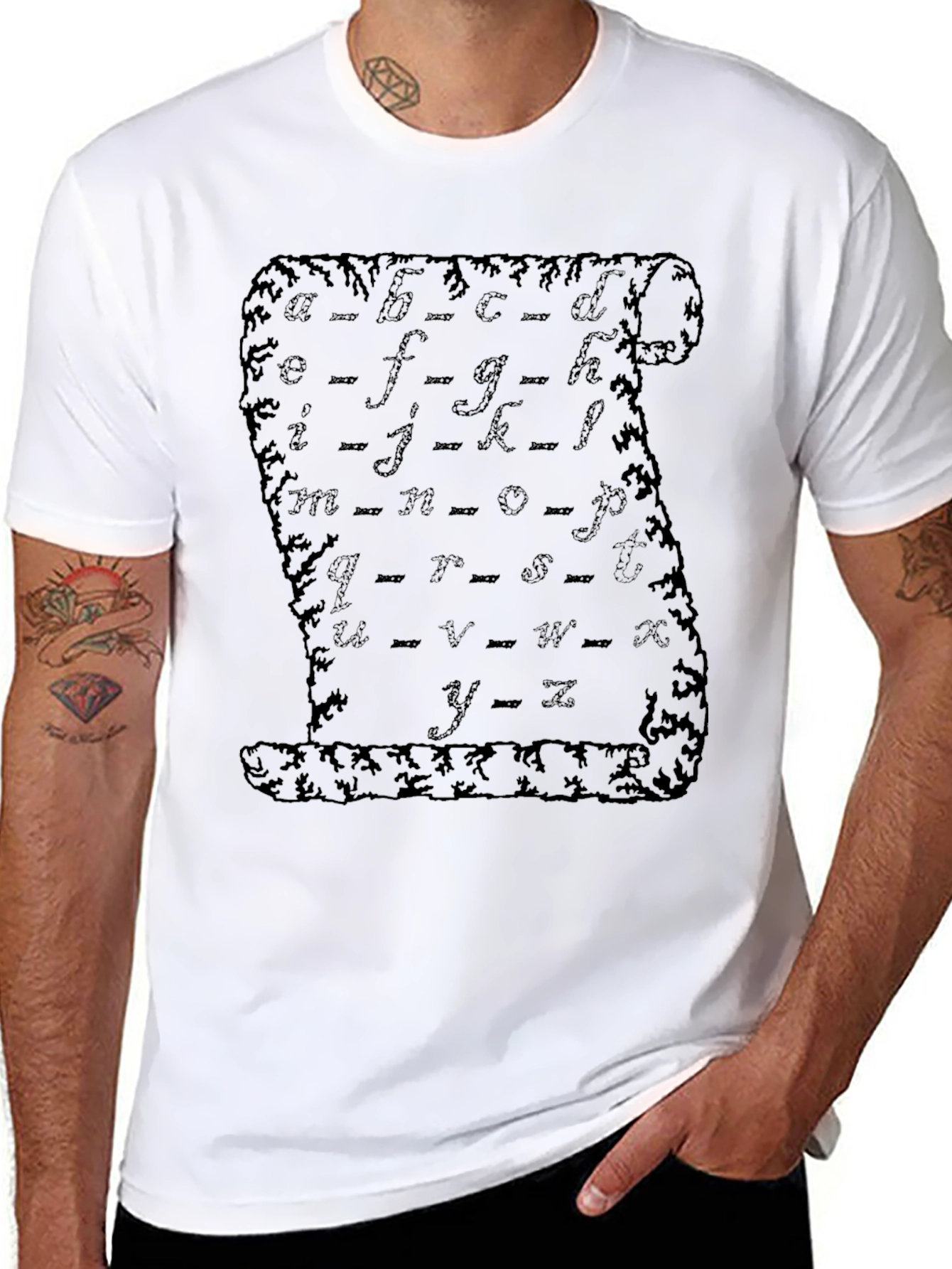 Alphabet Scroll Black T-Shirt