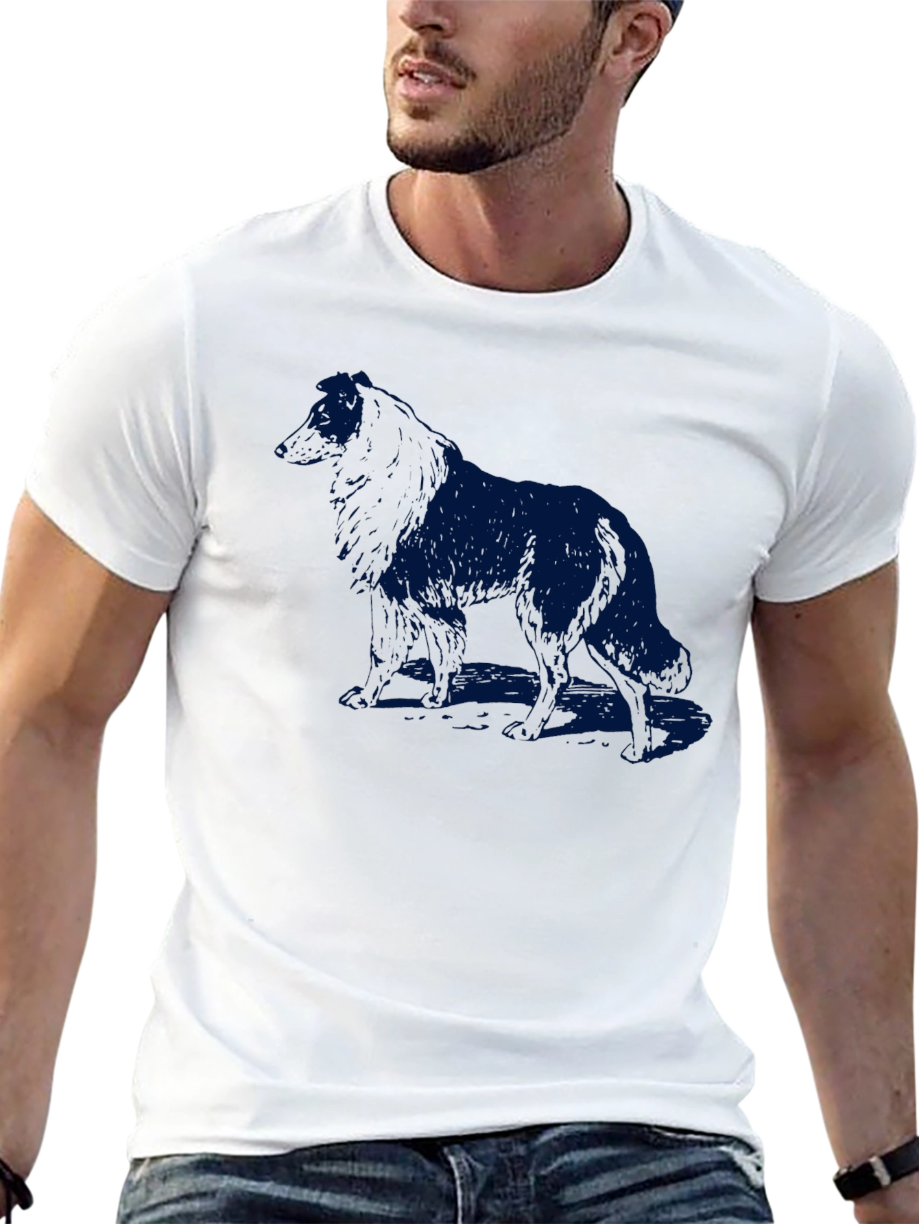 Dog Silhouette Mens Black T-Shirt
