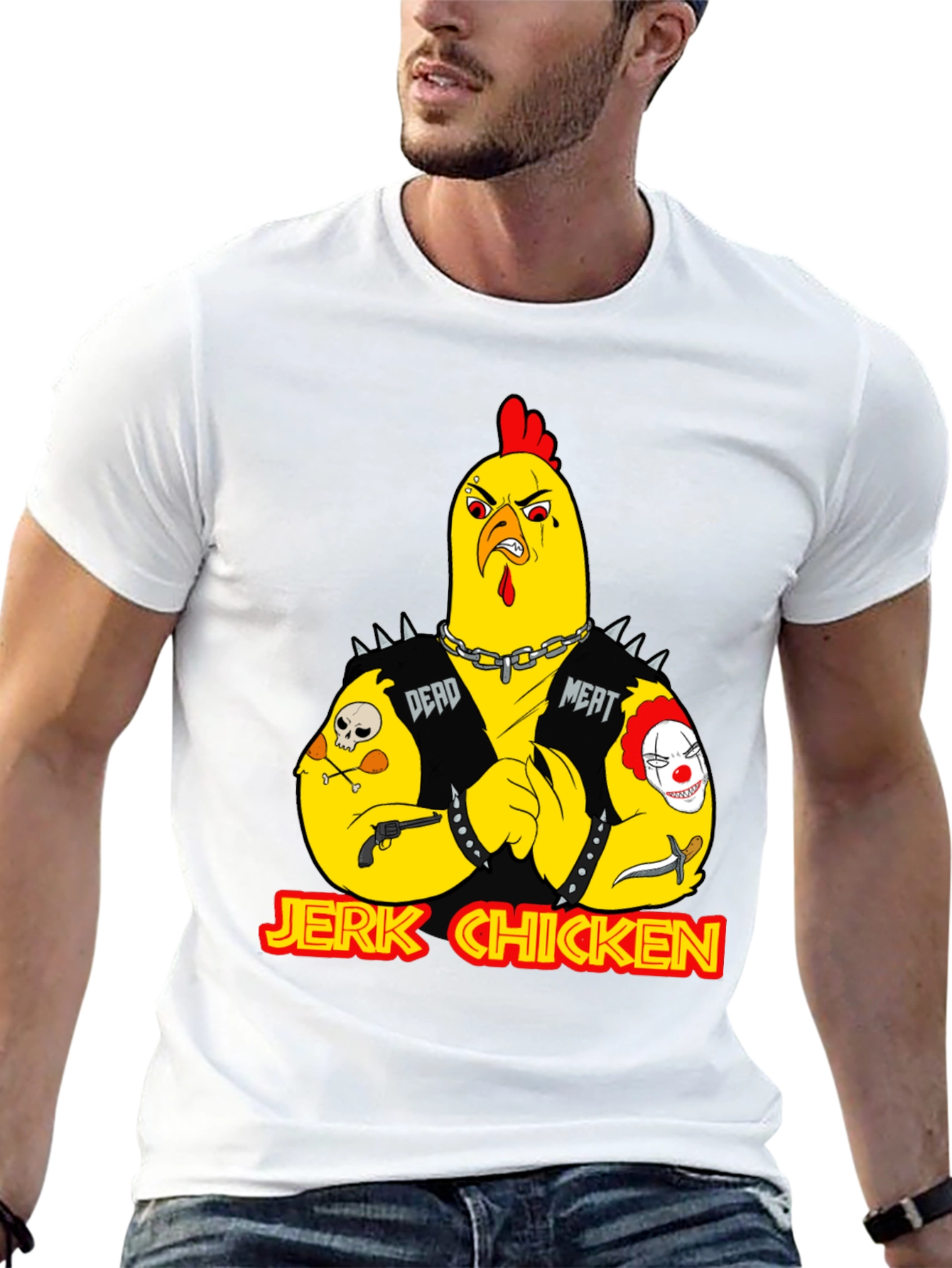 Jerk Chicken Graphic Tee - Edgy Cartoon Design