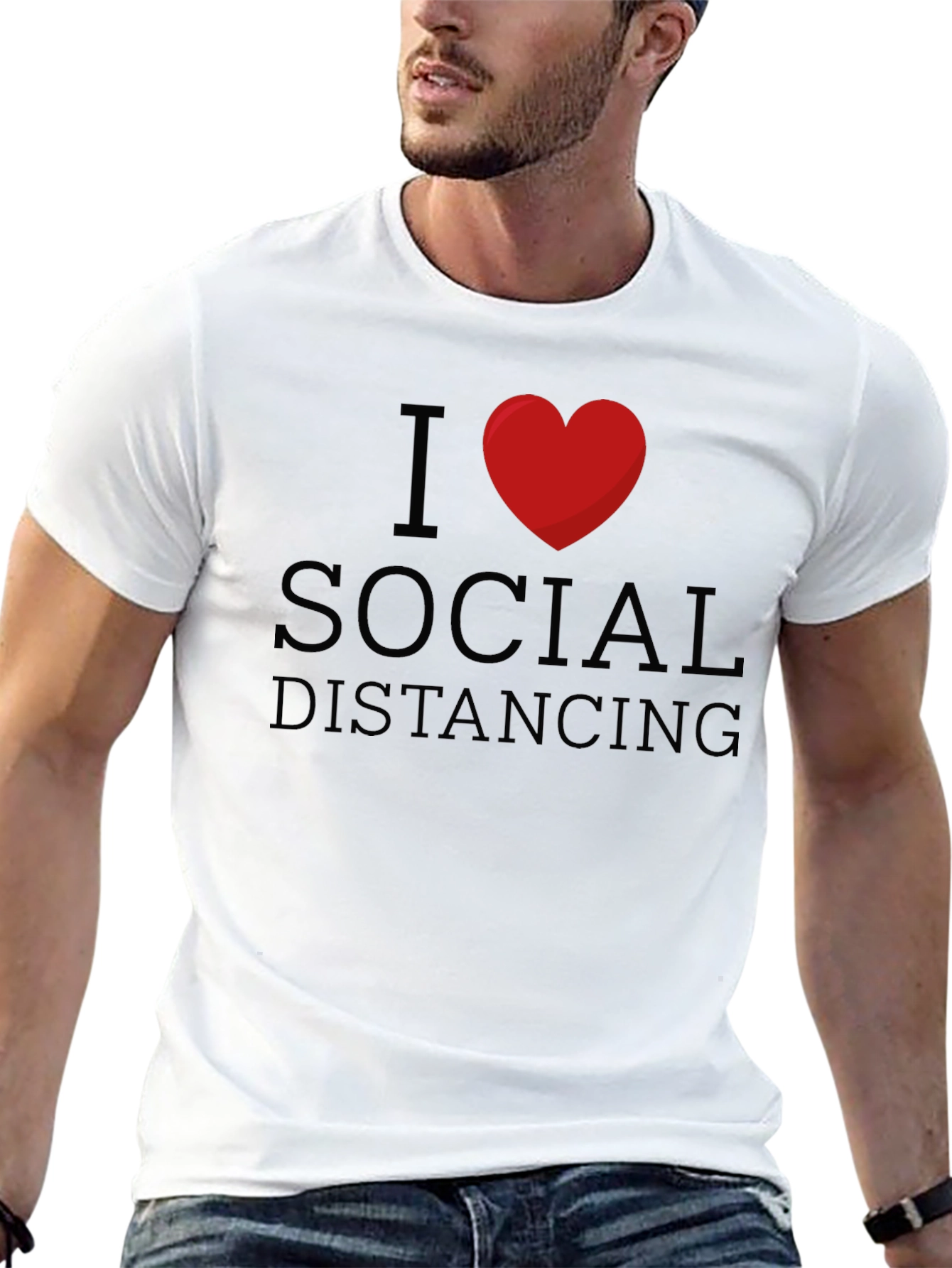 I Love Social Distancing Black T-Shirt