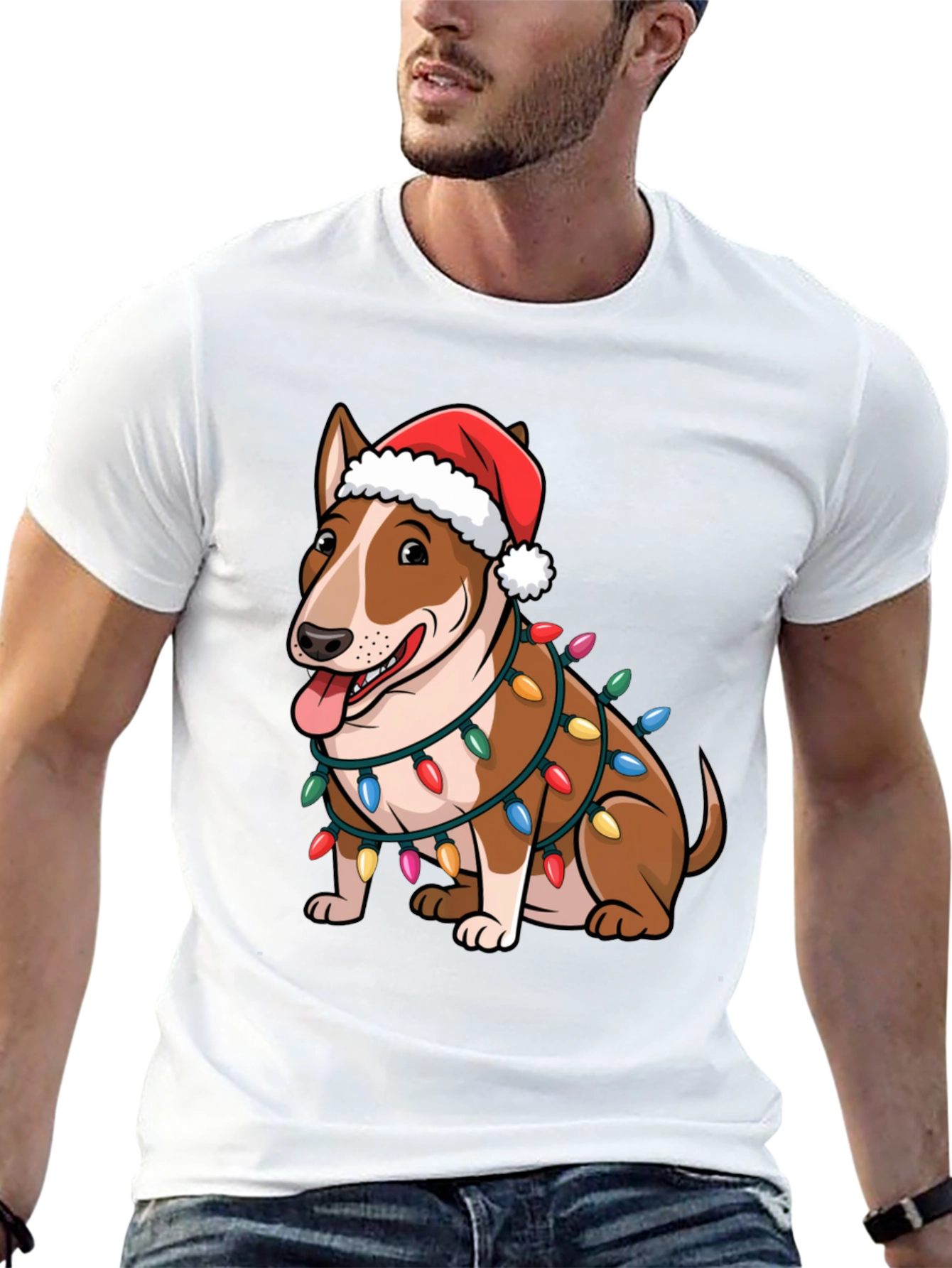 Festive Bull Terrier Holiday T-Shirt