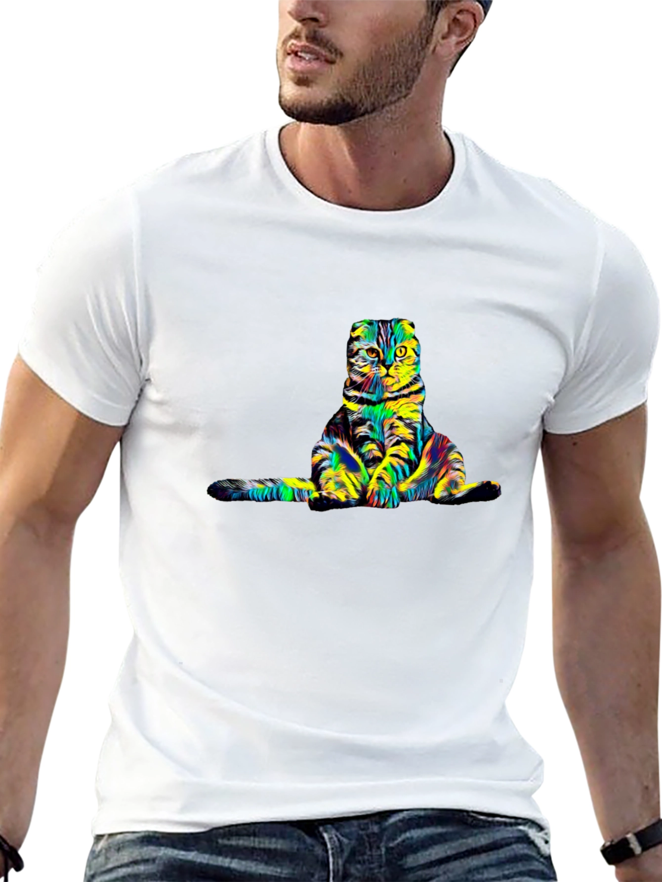 Colorful Cat Graphic Tee