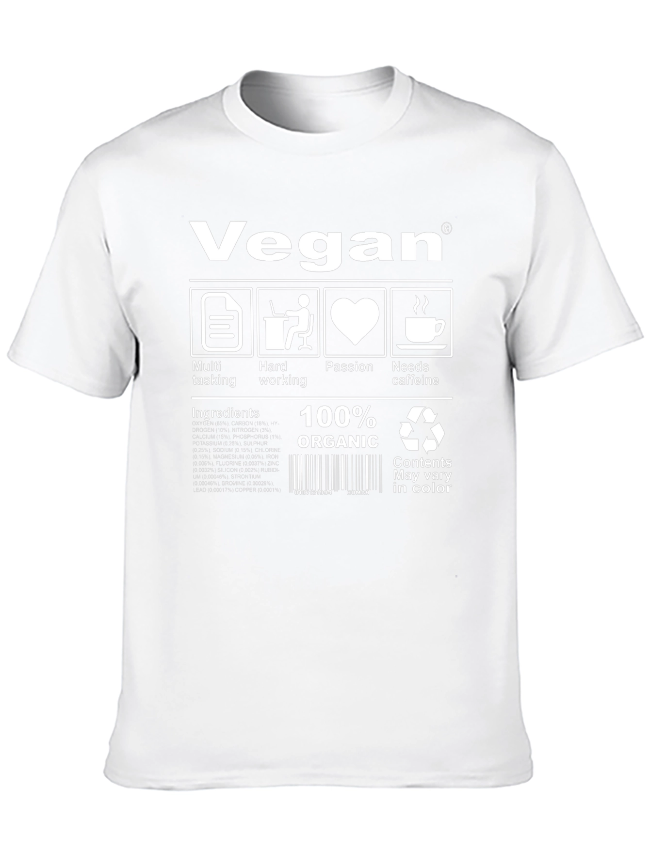 Vegan T-Shirt - Hardworking Passionate Caffeine Loving