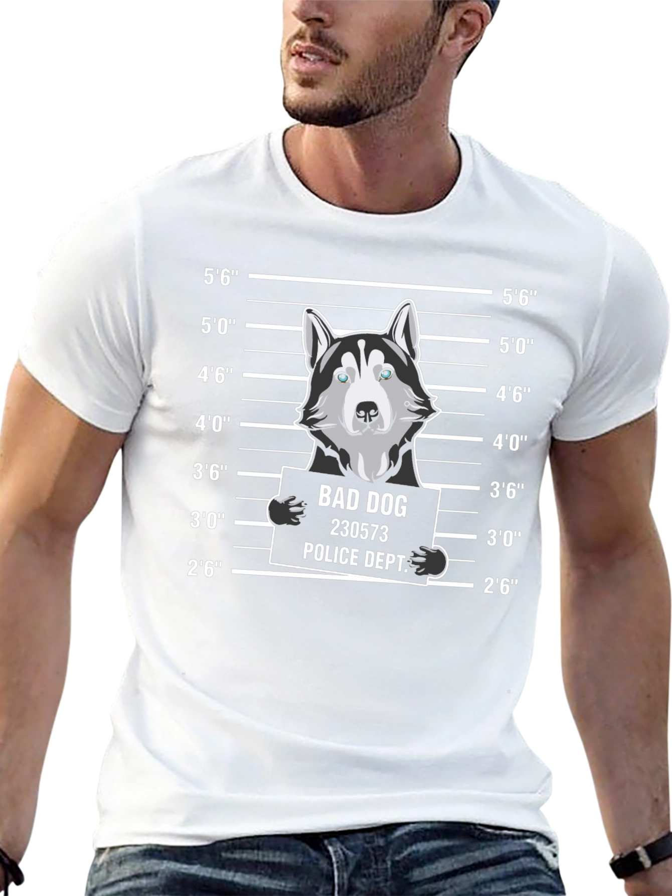 Funny Bad Dog Mugshot Graphic T-Shirt