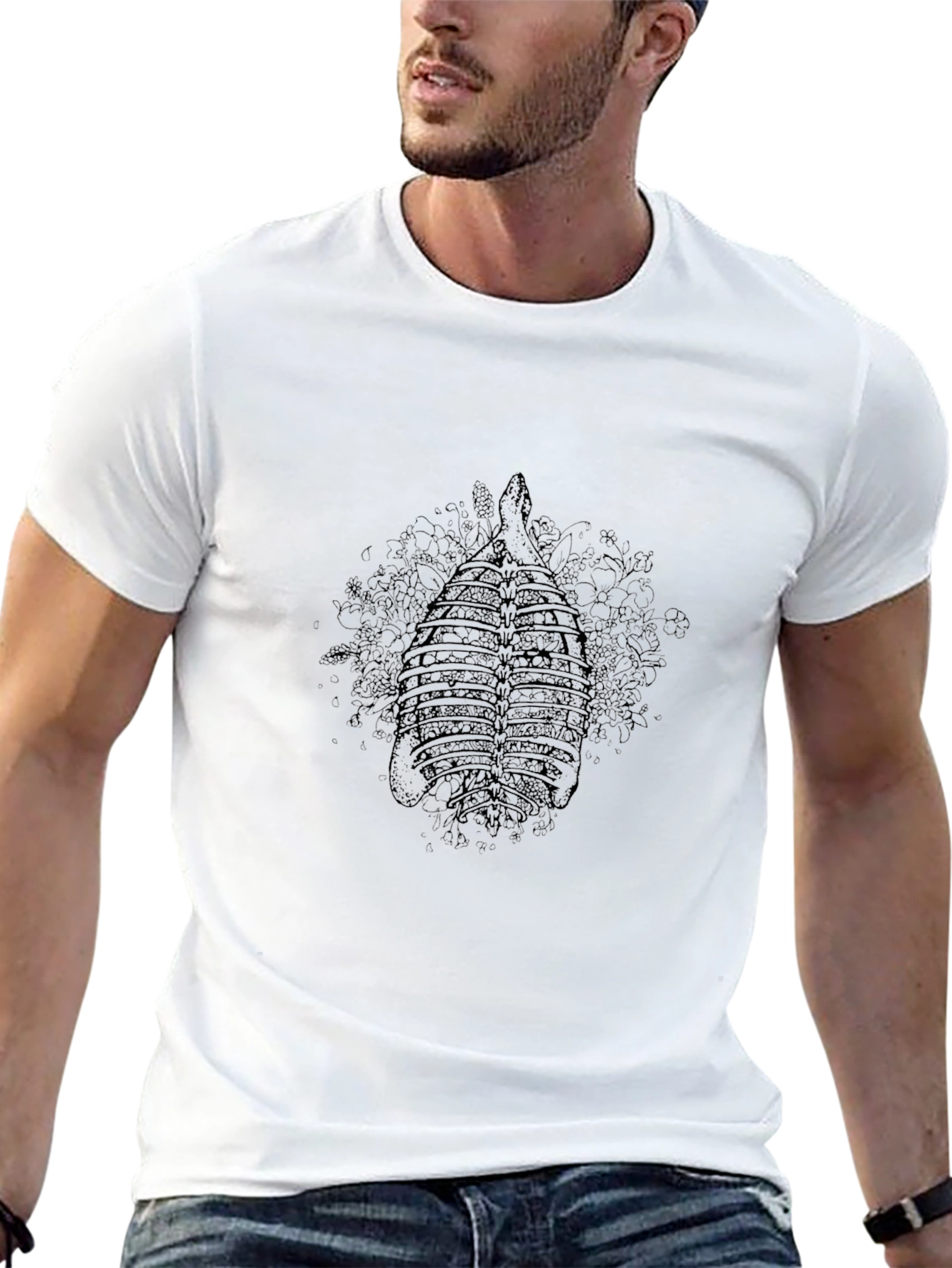 Black Ribcage Graphic Tee - Mens Unique Design