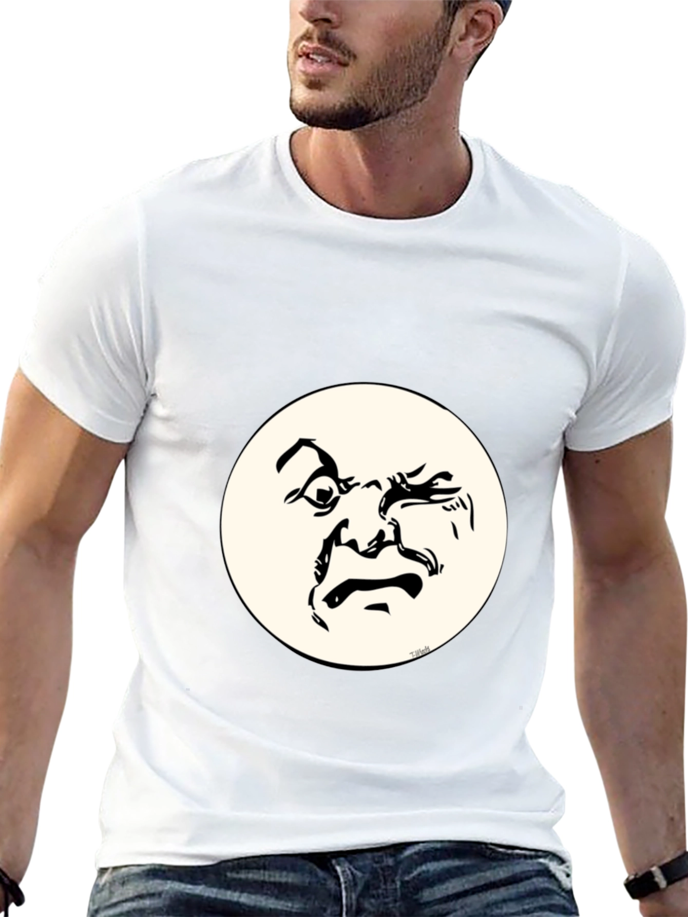 Funny Face Graphic T-Shirt - Crew Neck Cotton Tee
