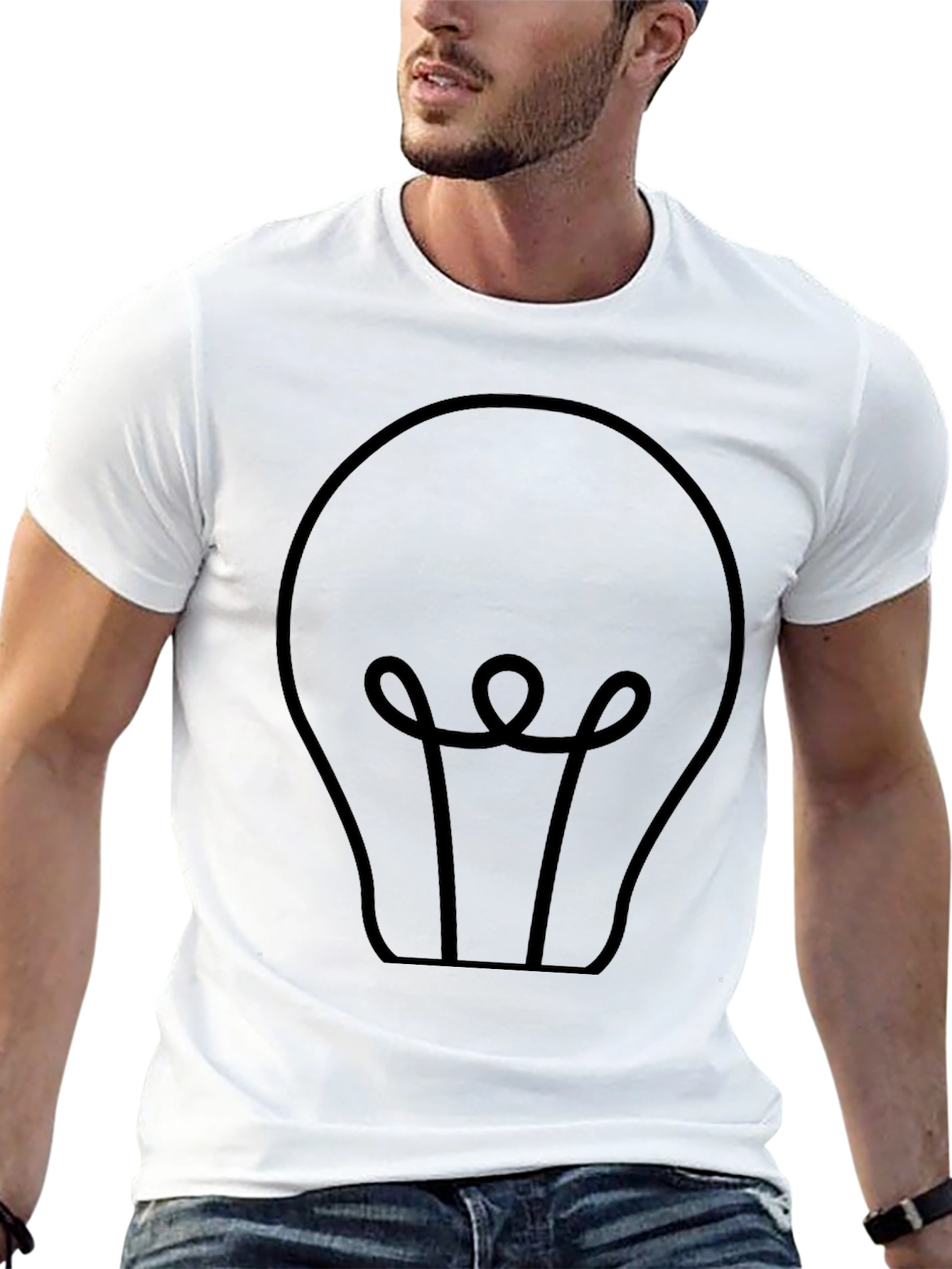 Black T-Shirt with Light Bulb Graphic