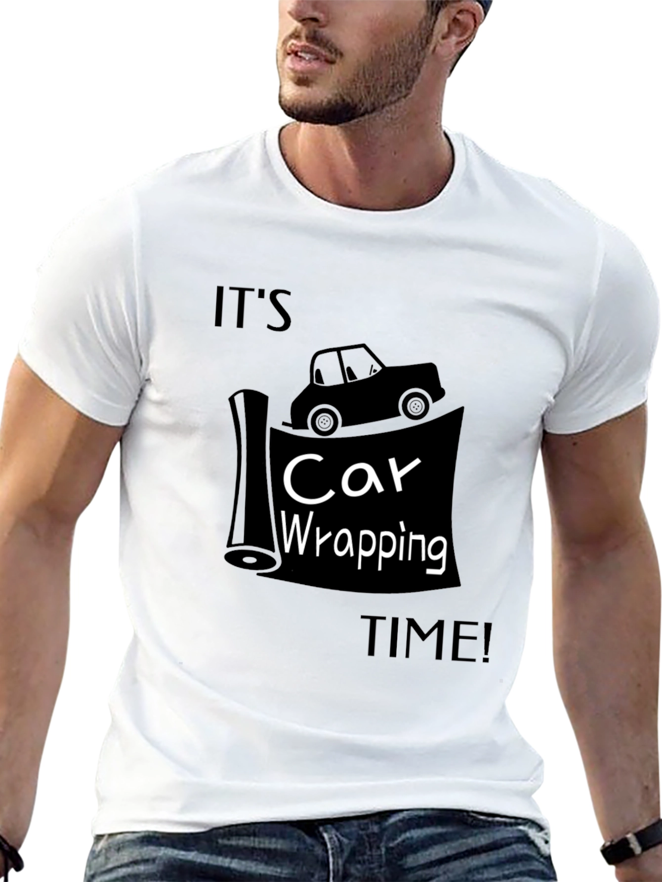 Car Wrapping Time Tee - Auto Enthusiast Black T-Shirt