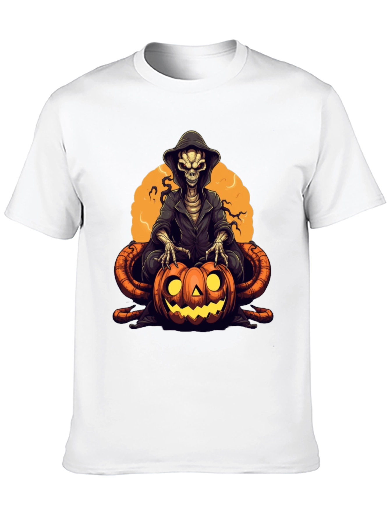 Grim Reaper Pumpkin Graphic Tee - Halloween Style