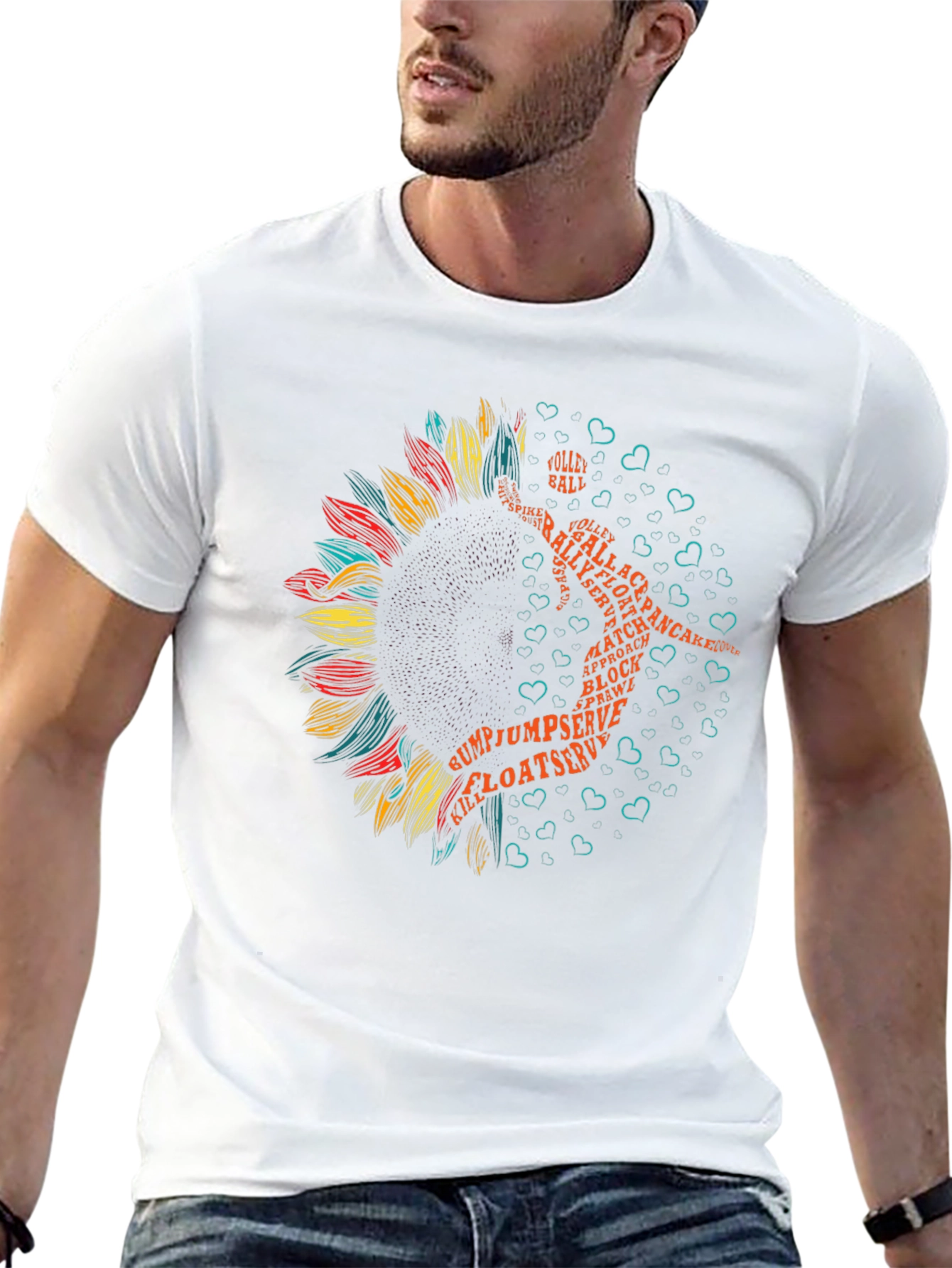 Volleyball Sunflower Graphic Tee - Sporty Style