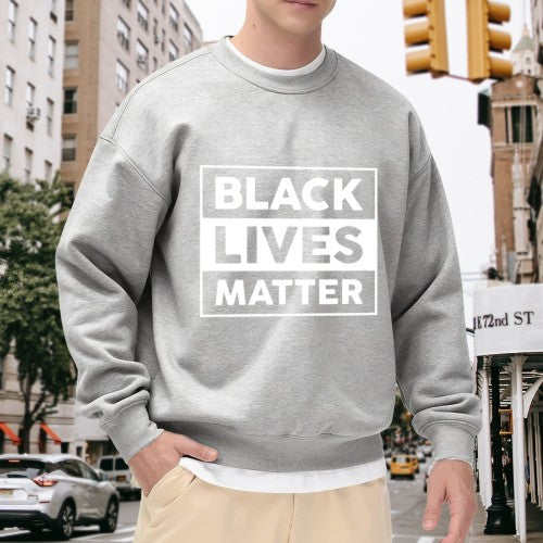 Black Lives Matter Crewneck Sweatshirt – Bold White Block Graphic, Unisex Fit