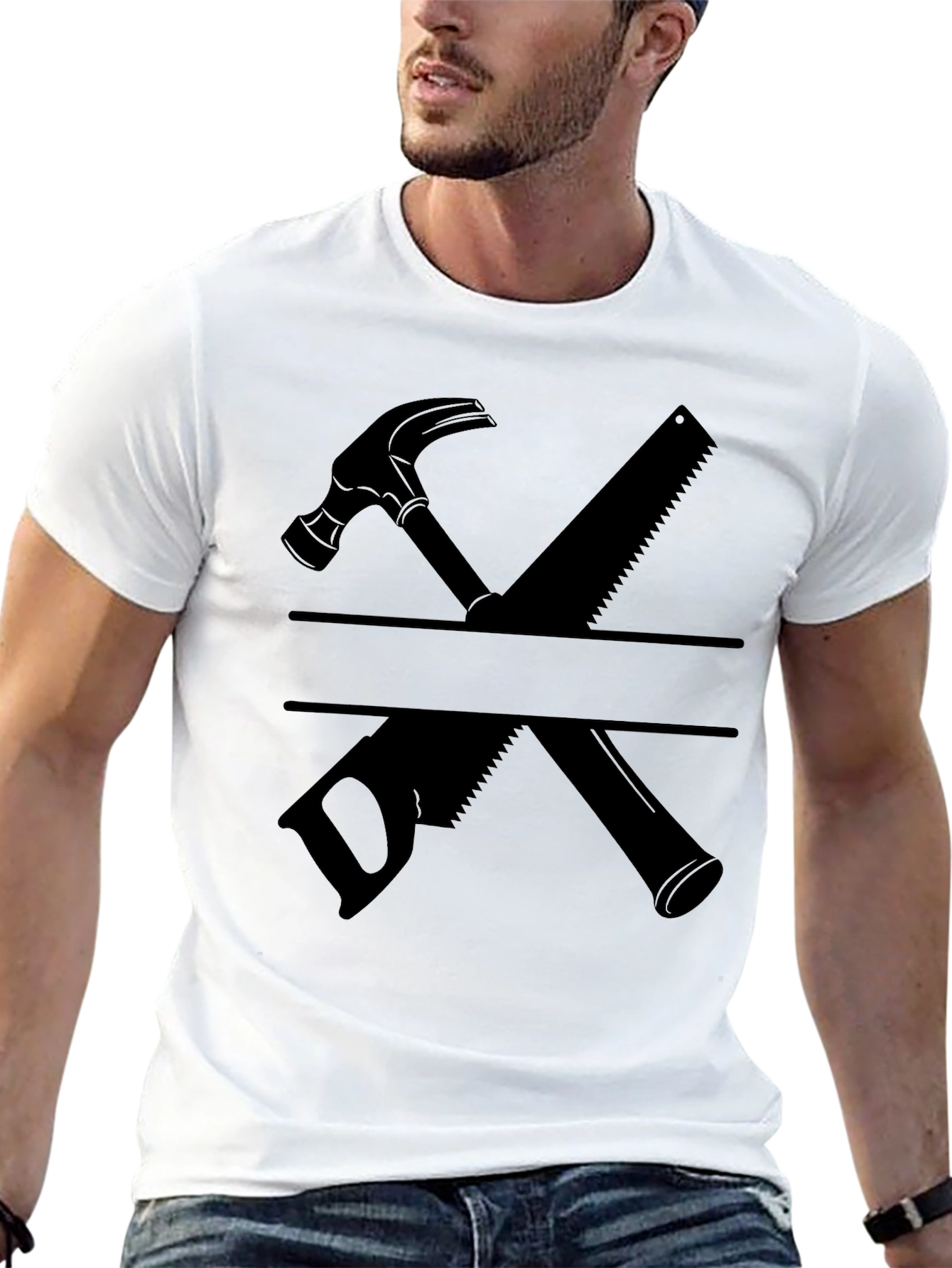 Carpenter Hammer and Saw Graphic T-Shirt