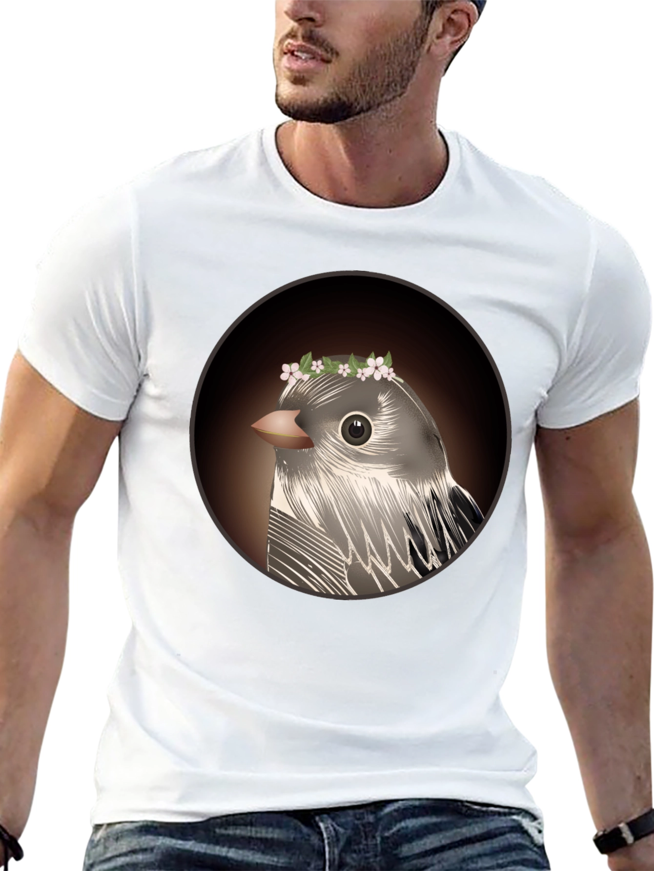 Bird with Flower Crown Graphic Tee - Unisex