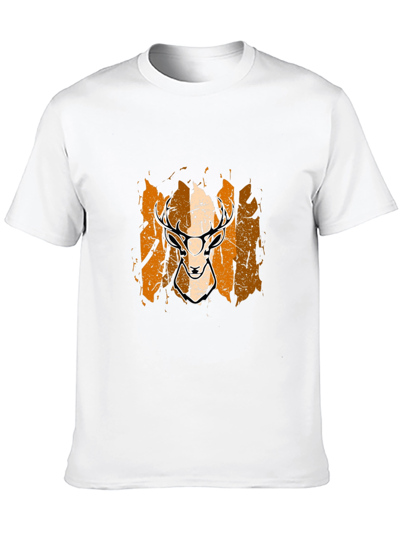 Deer Graphic Tee - Black Cotton Blend Casual Shirt