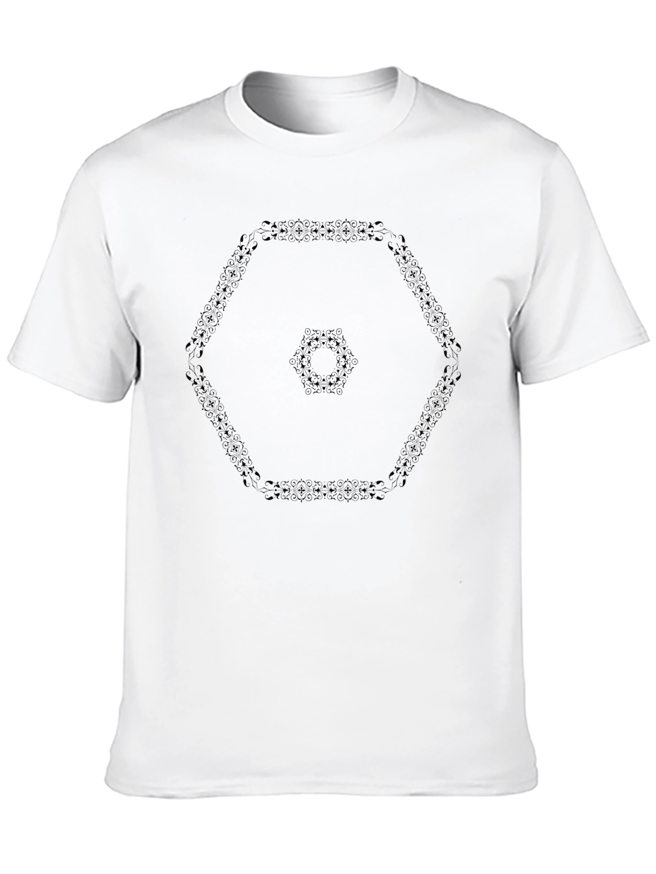 Geometric Pattern Black Tee - Modern Style