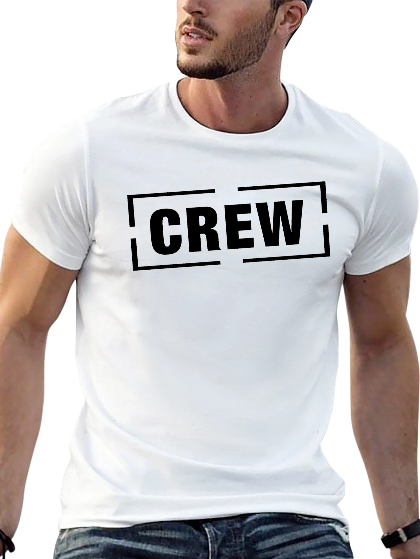Mens Black Crew Graphic T-Shirt