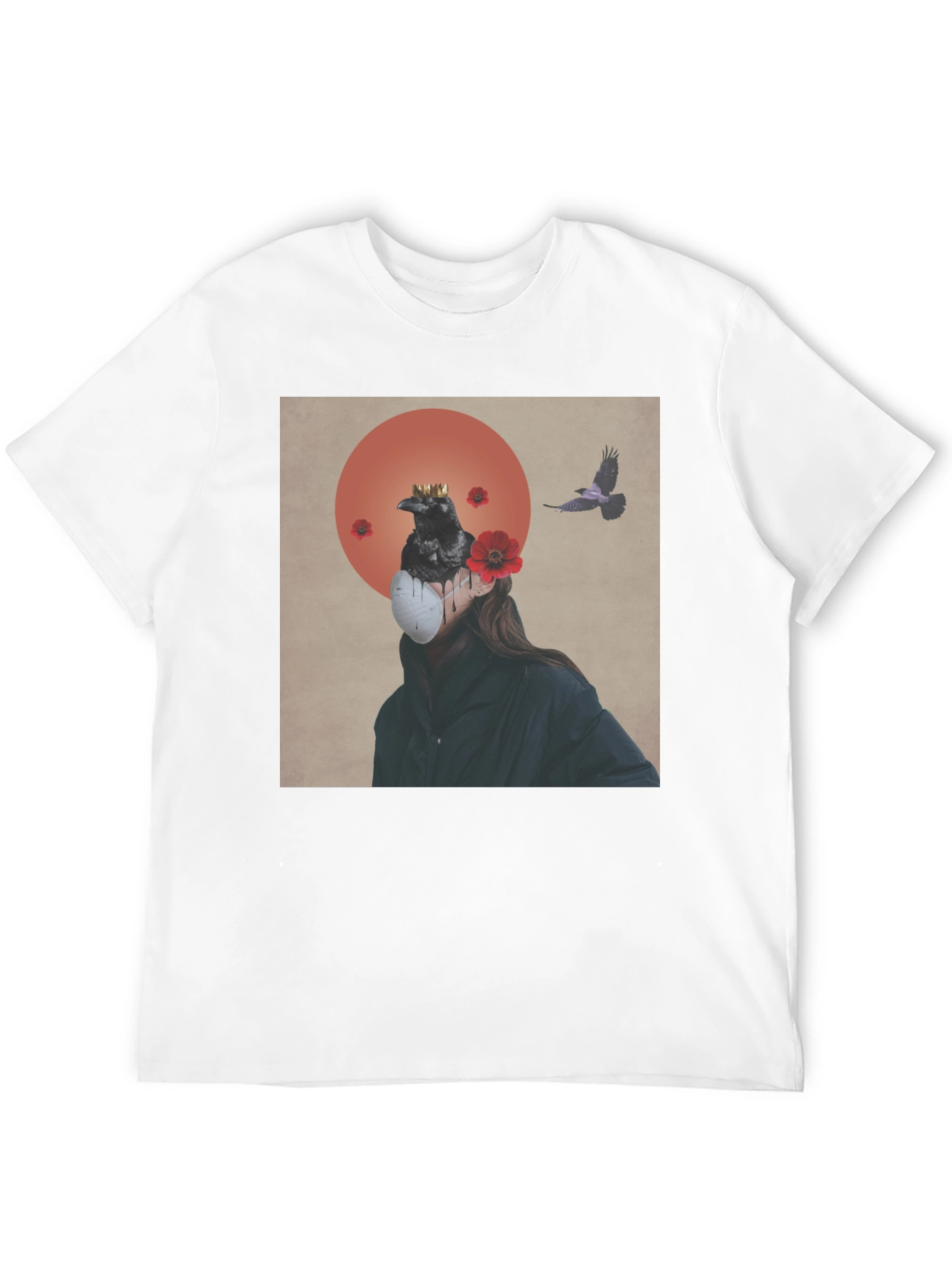 Abstract Crow Design Black T-Shirt