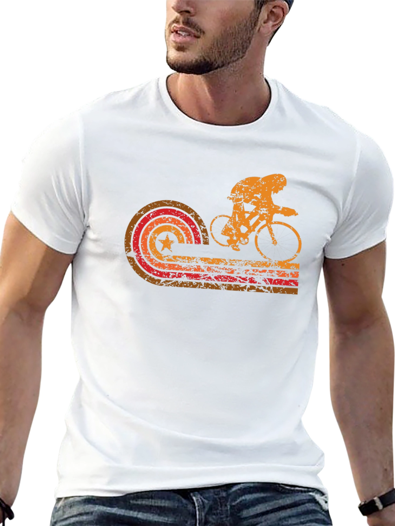 Retro Cycling Graphic T-Shirt - Black