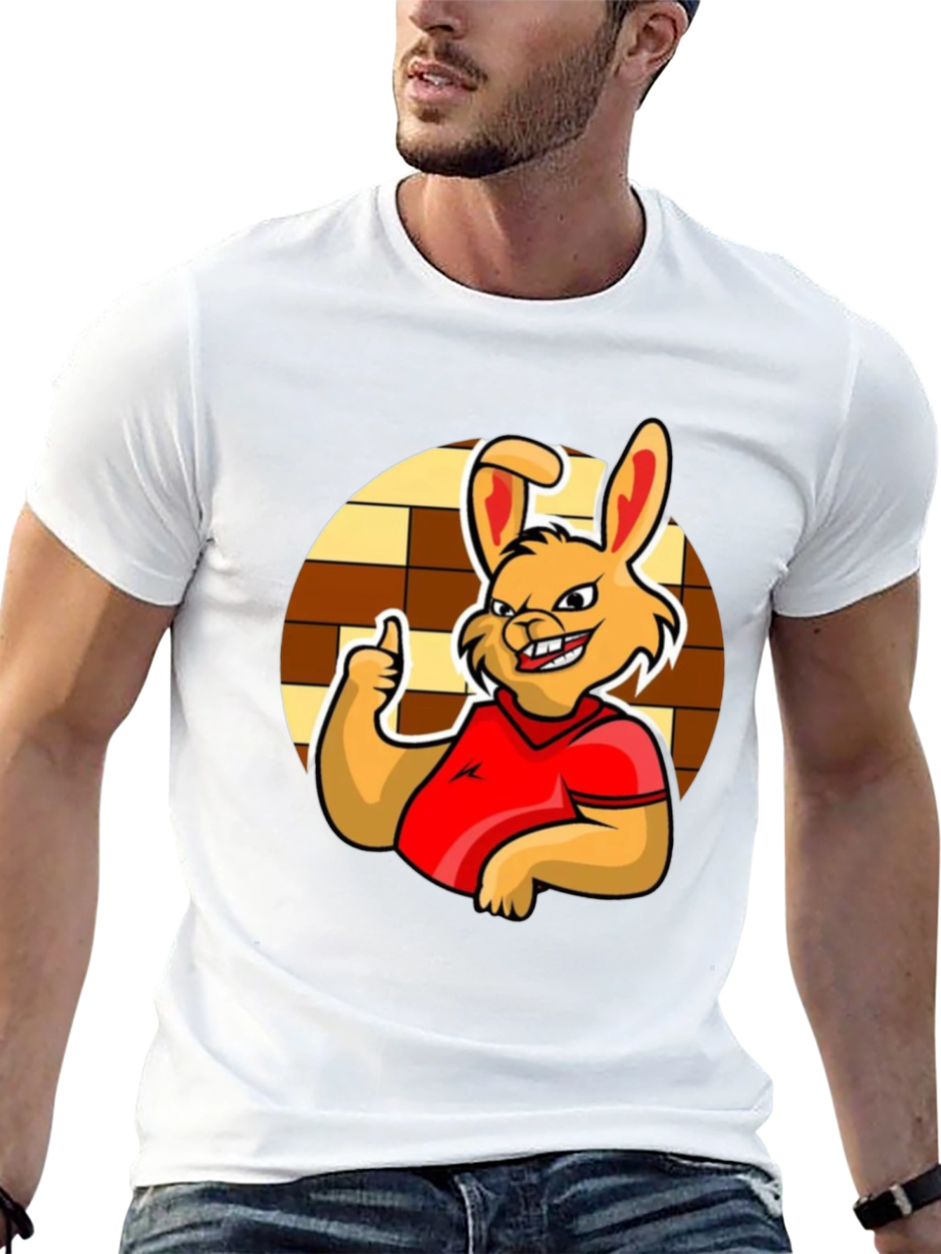 Funny Cartoon Rabbit Graphic T-Shirt