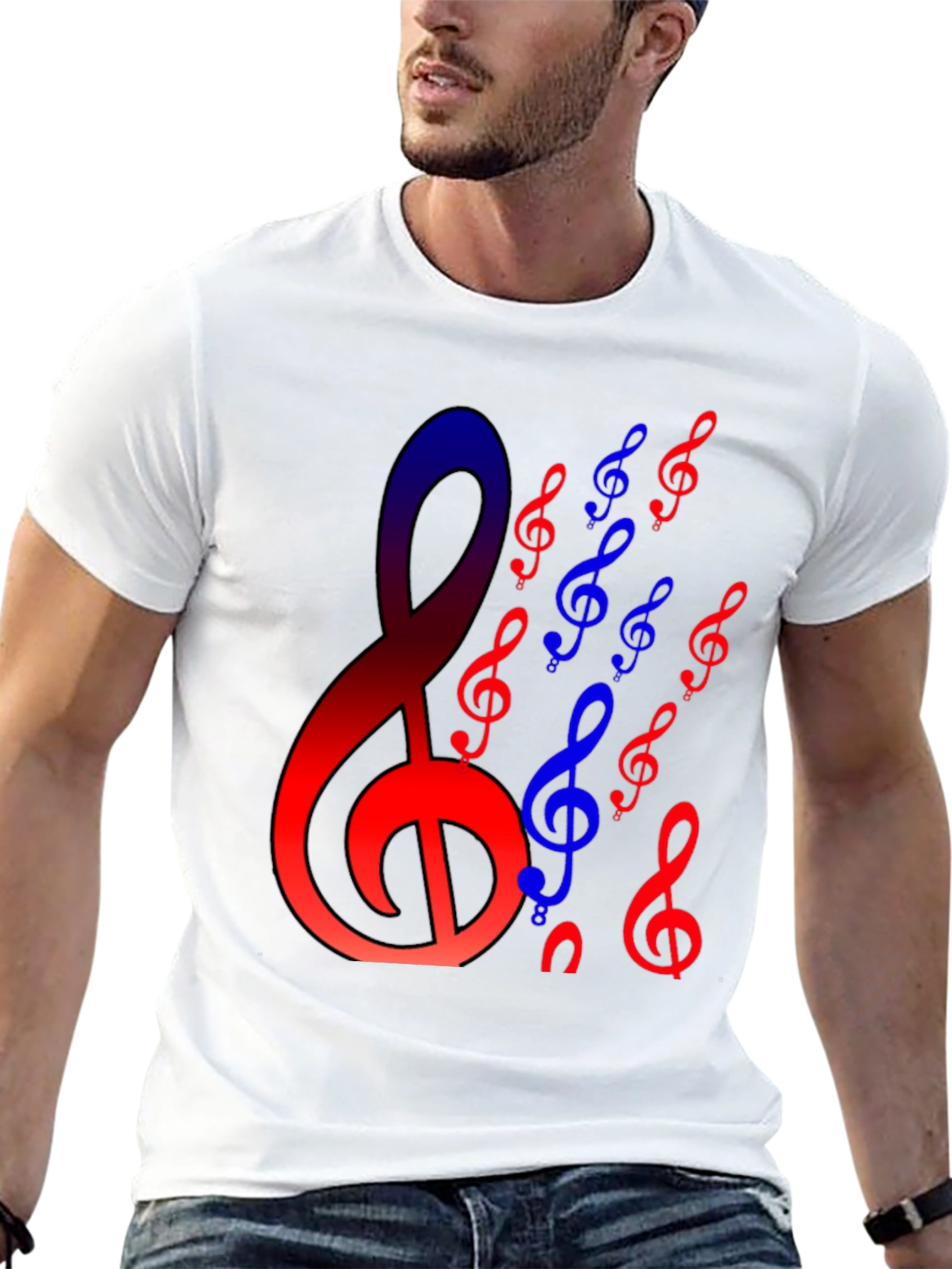 Musical Note Graphic Print Black T-Shirt