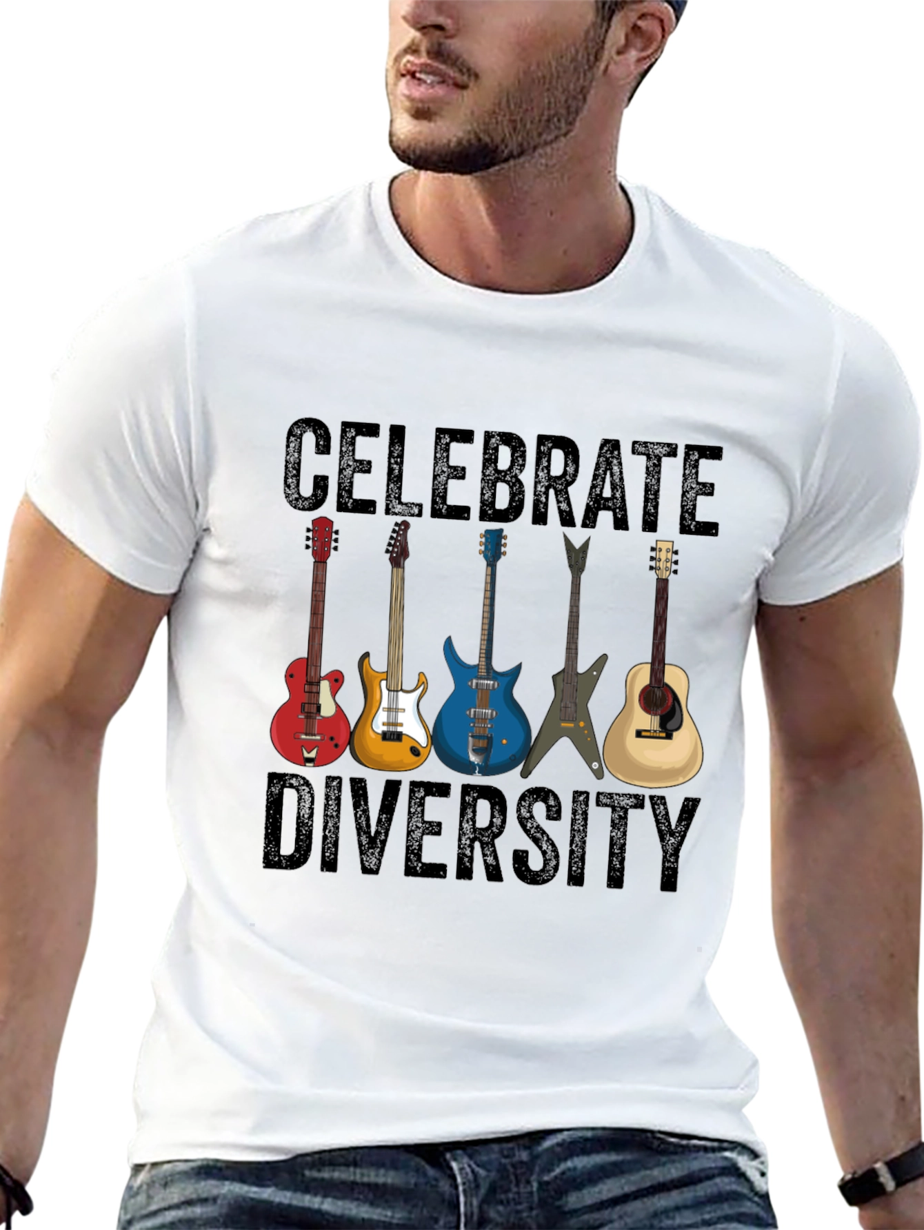 Celebrate Diversity Guitar T-Shirt - Music Lover Tee