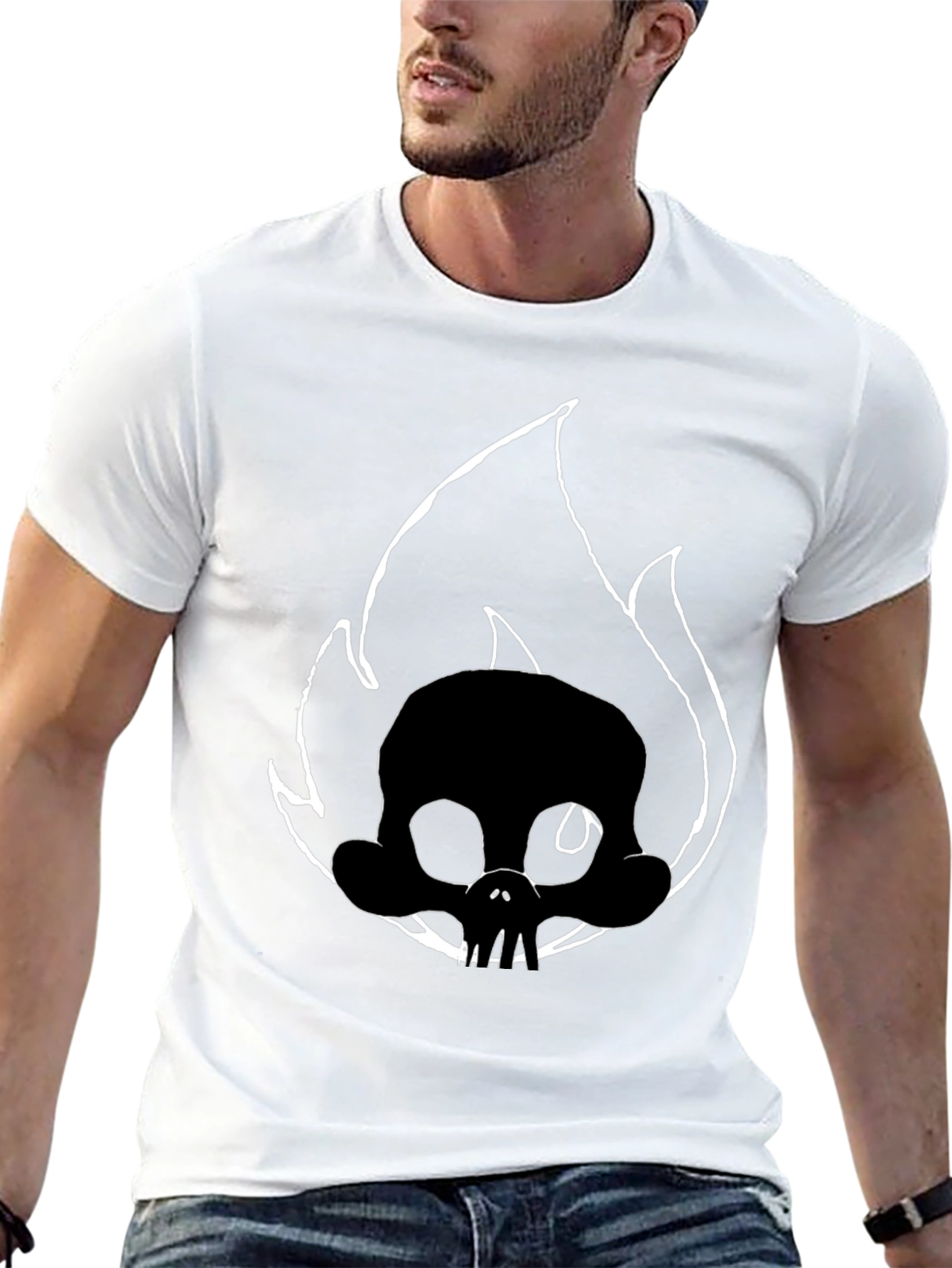 Skull on Fire Black Graphic Tee