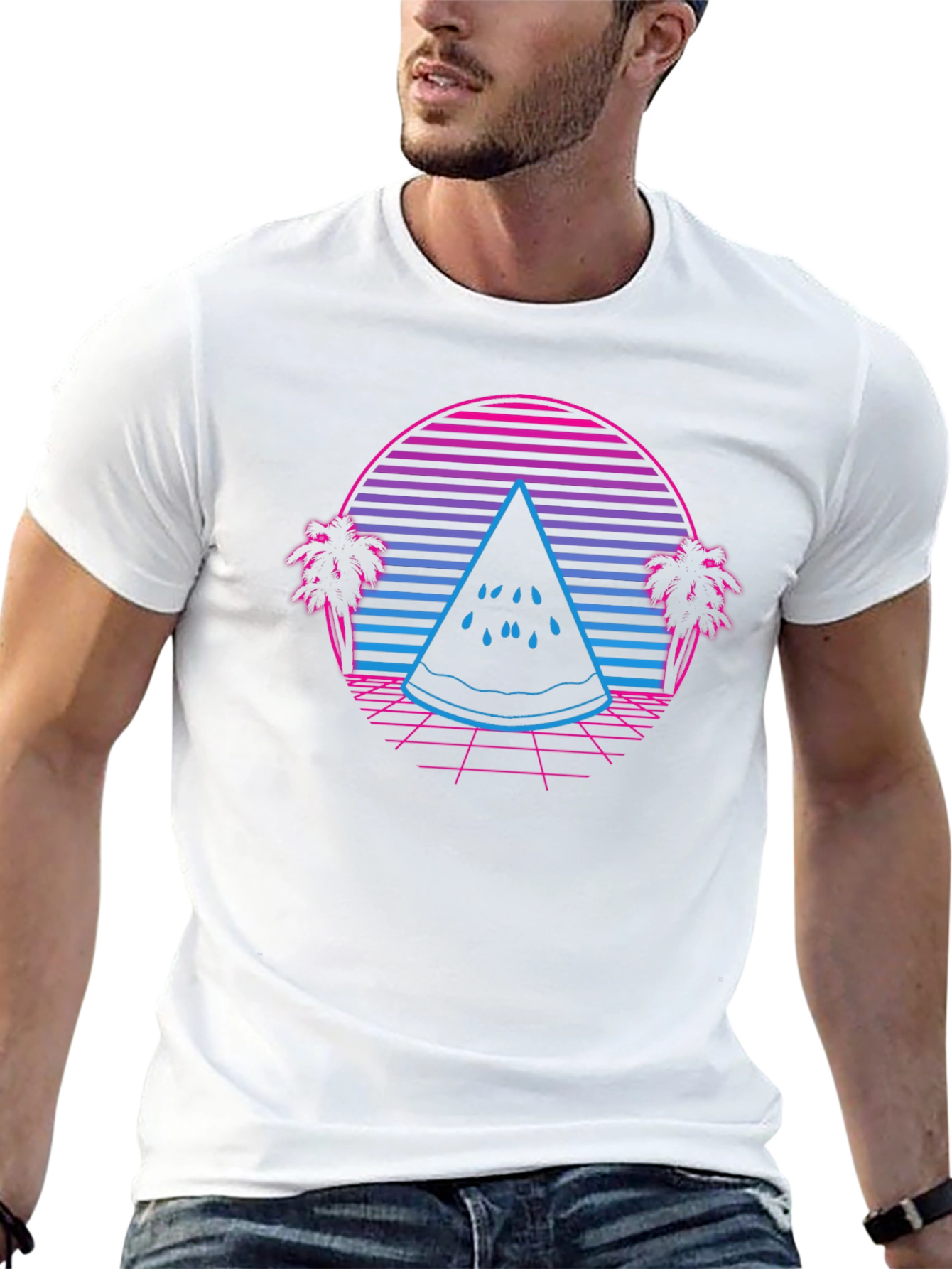 Retro Watermelon T-Shirt - Synthwave Summer Style