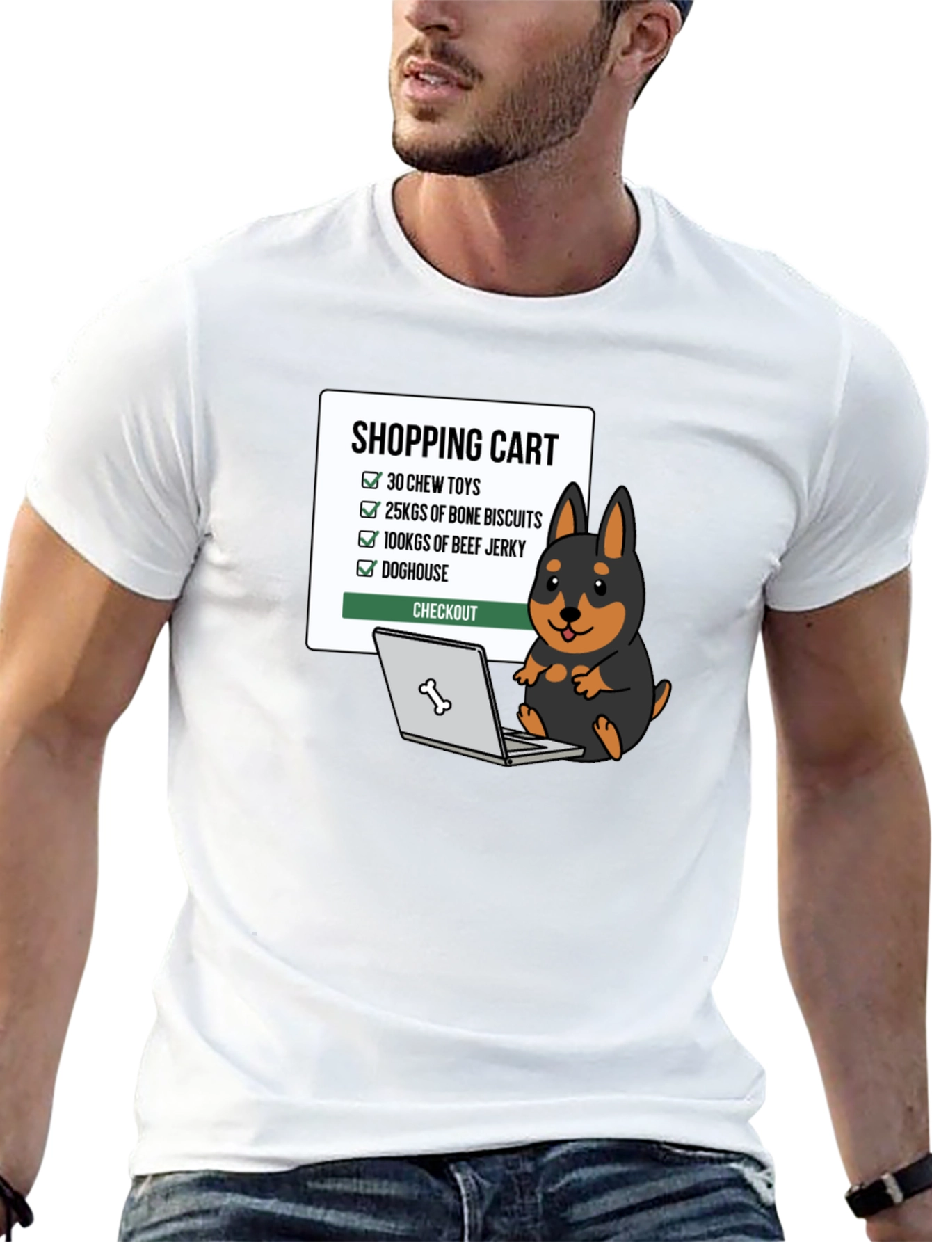 Dog Lover Shopping Cart Graphic T-Shirt