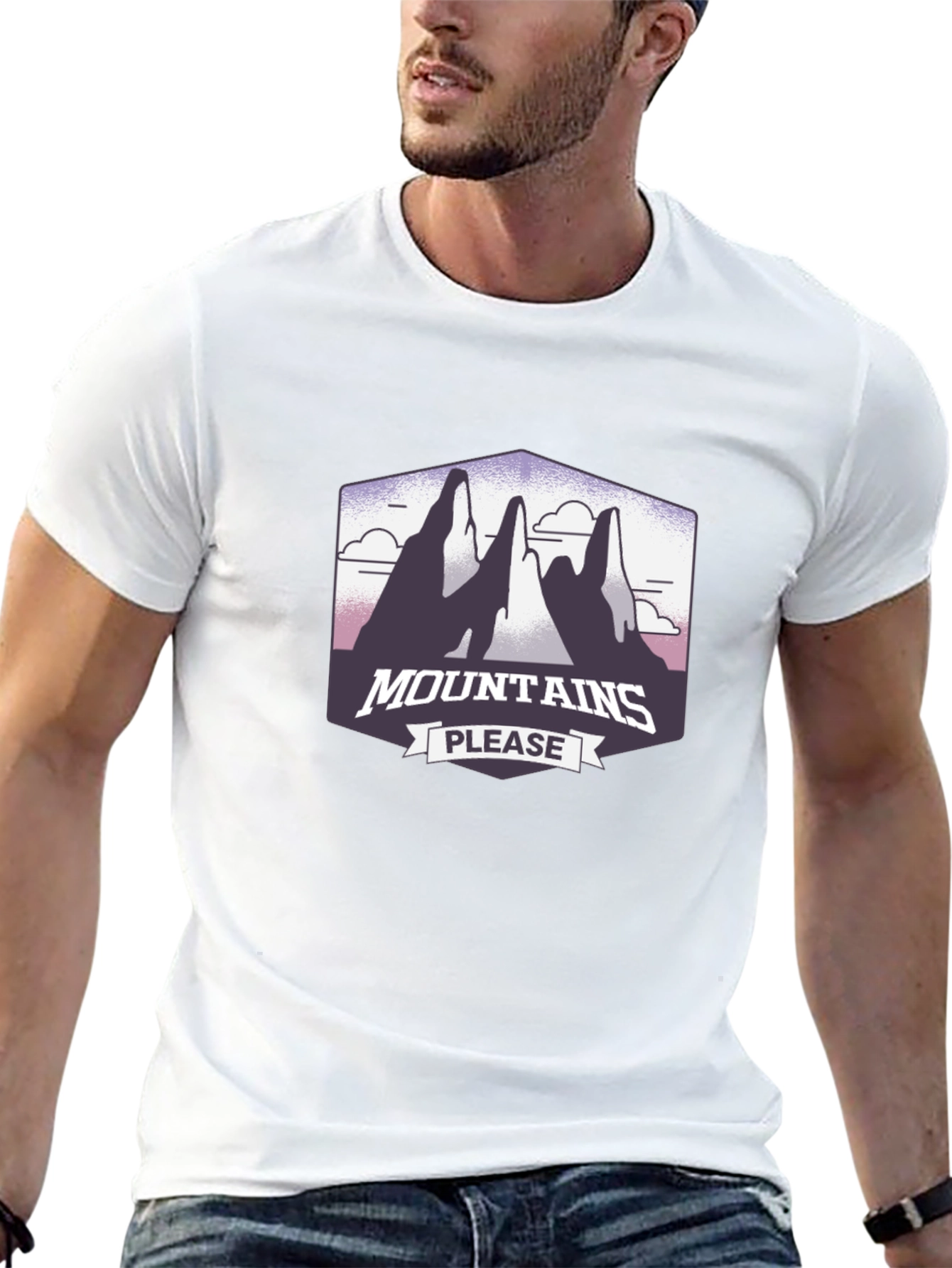 Mountains Please Graphic Tee - Black Cotton T-Shirt