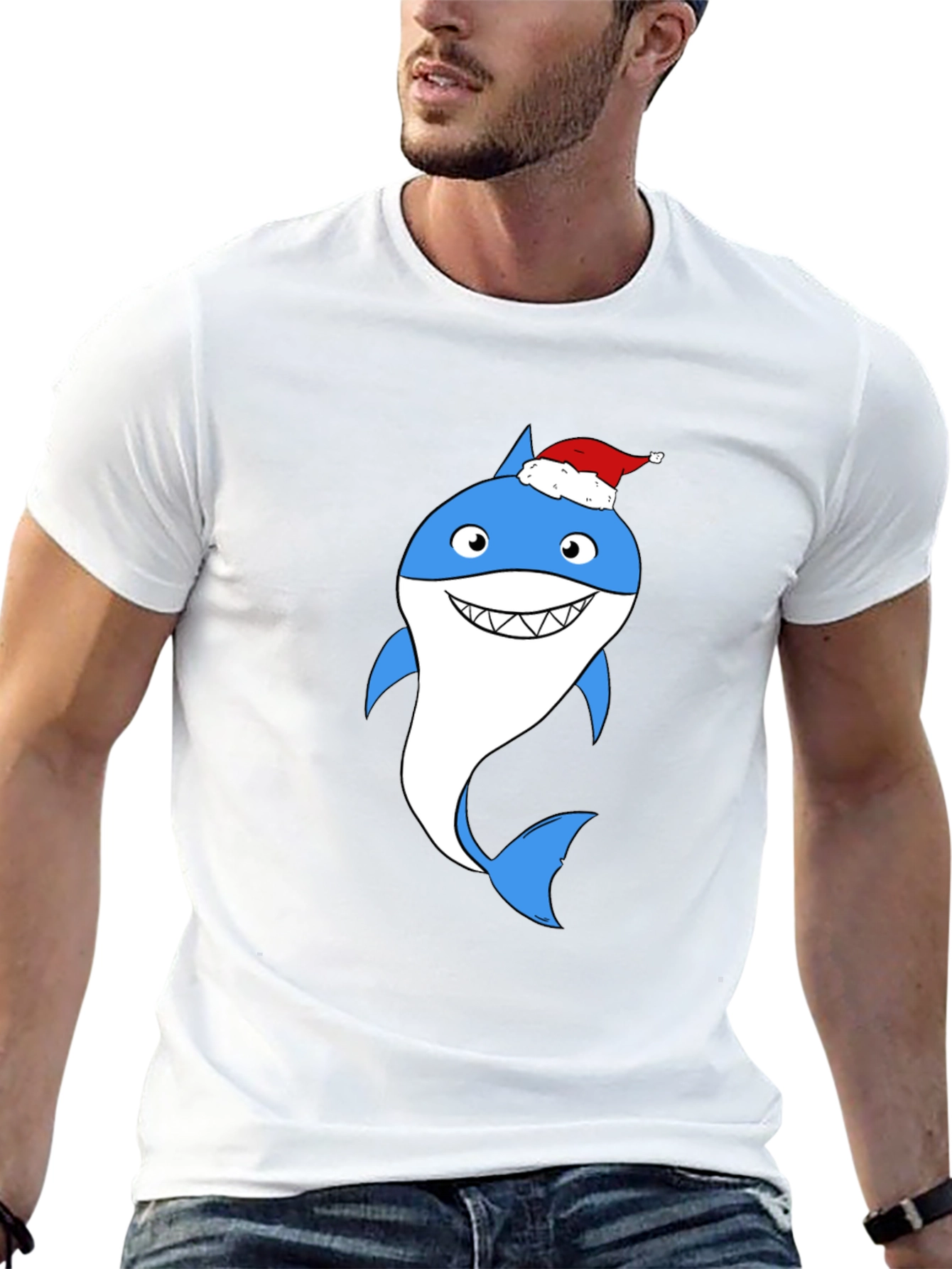 Christmas Shark Graphic Tee - Holiday Fun!