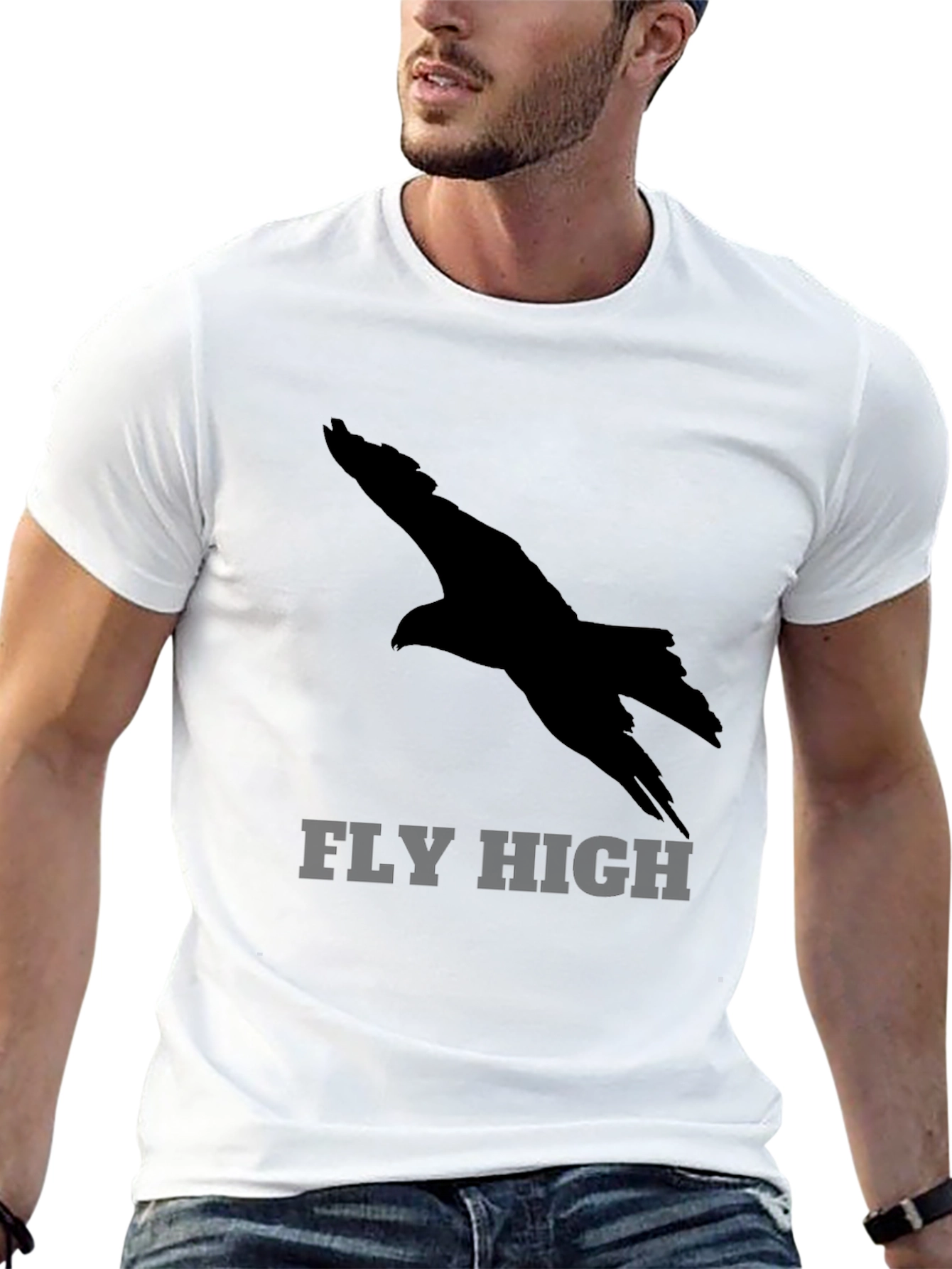 Fly High Eagle Graphic Black T-Shirt