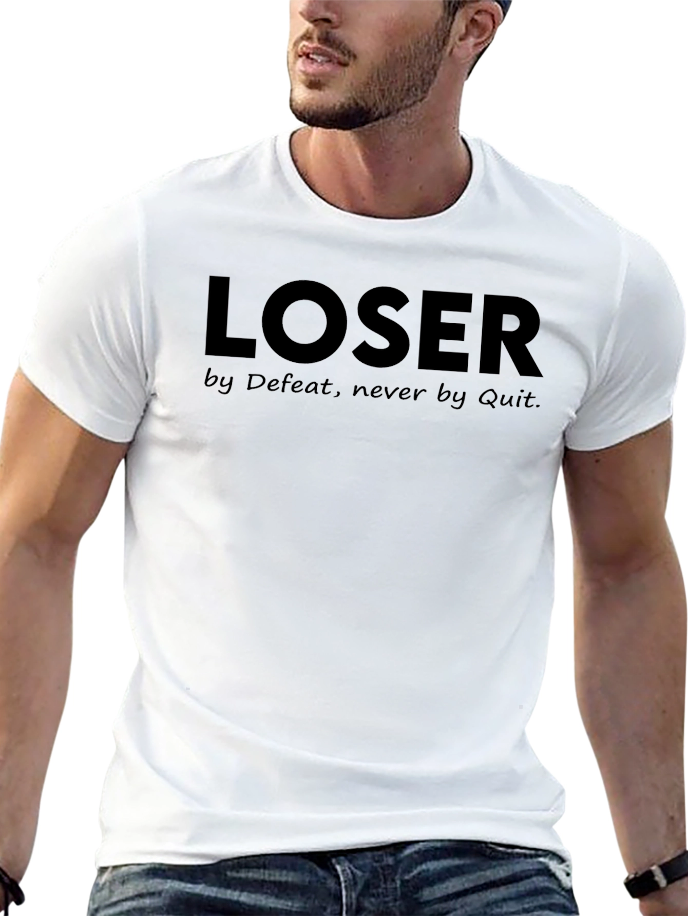 Loser by Defeat Mens Black Graphic T-Shirt