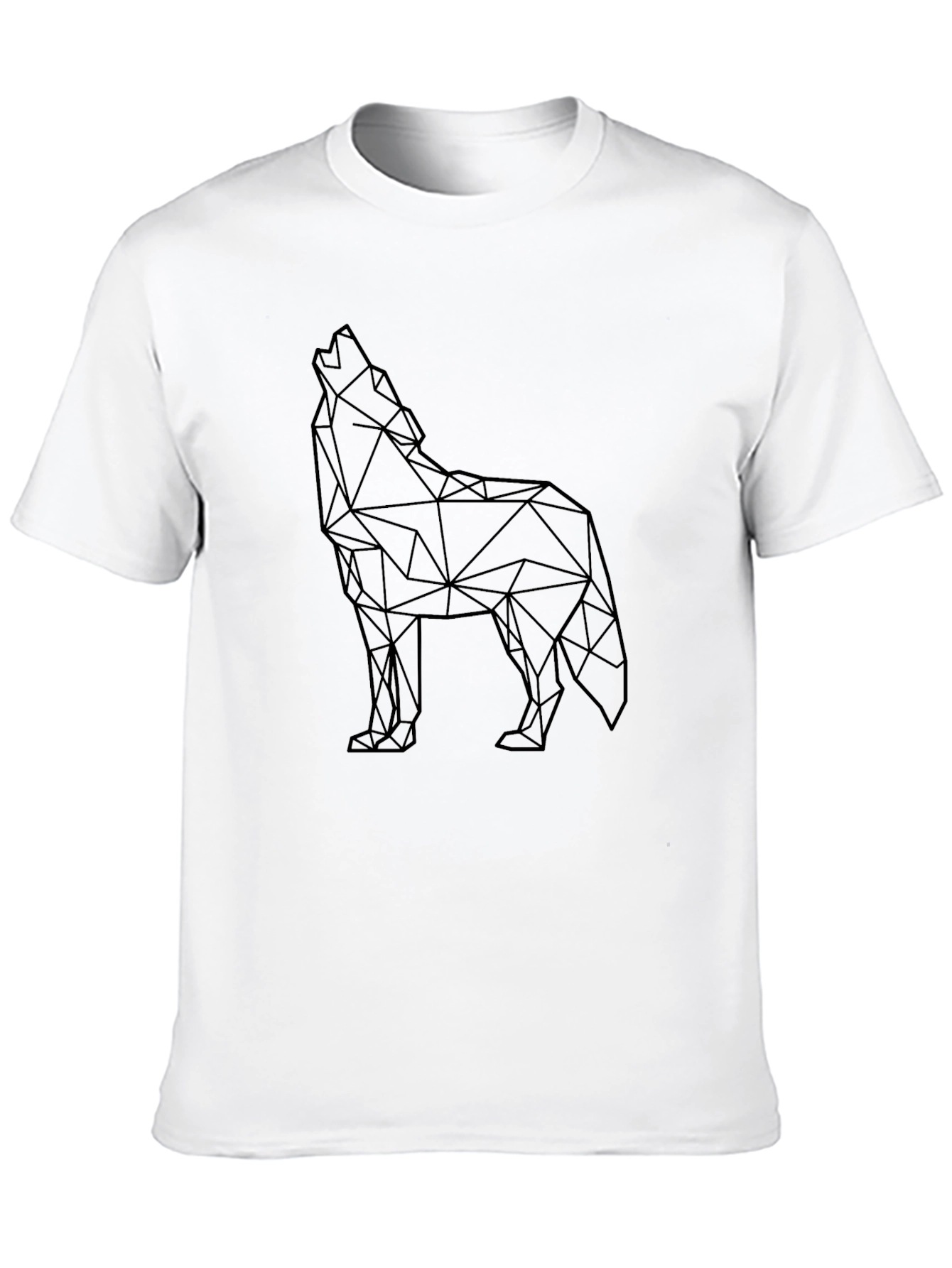 Geometric Wolf Graphic Tee - Modern Black T-Shirt