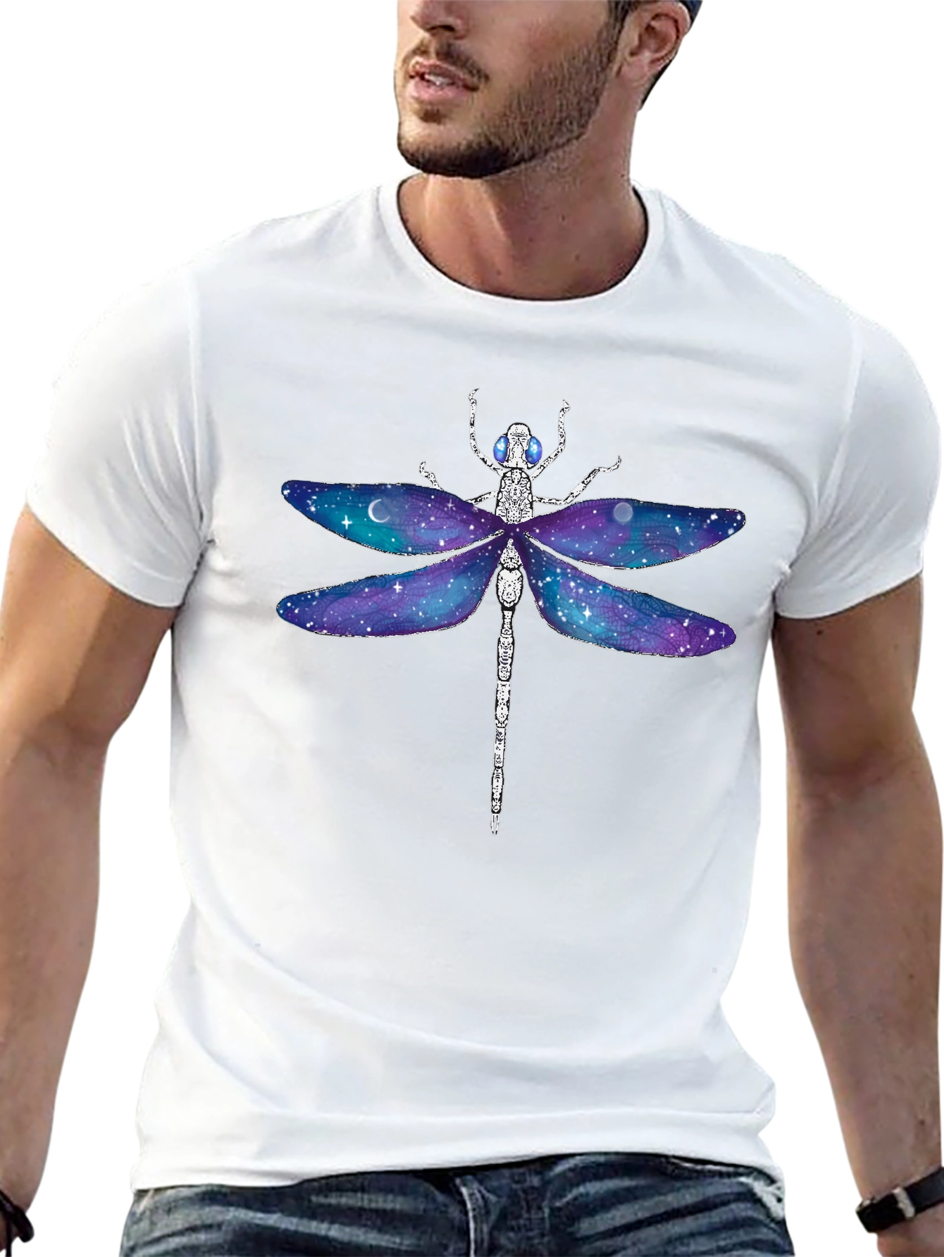 Galaxy Dragonfly Graphic Tee - Unique Space Design